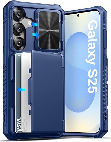 Miniatura 10 de ATATOO Funda para Samsung Galaxy S25 FE, tarjetero integrado (3-5 tarjetas) y cubierta de cámara deslizante y bloqueo RFID, protección de grado