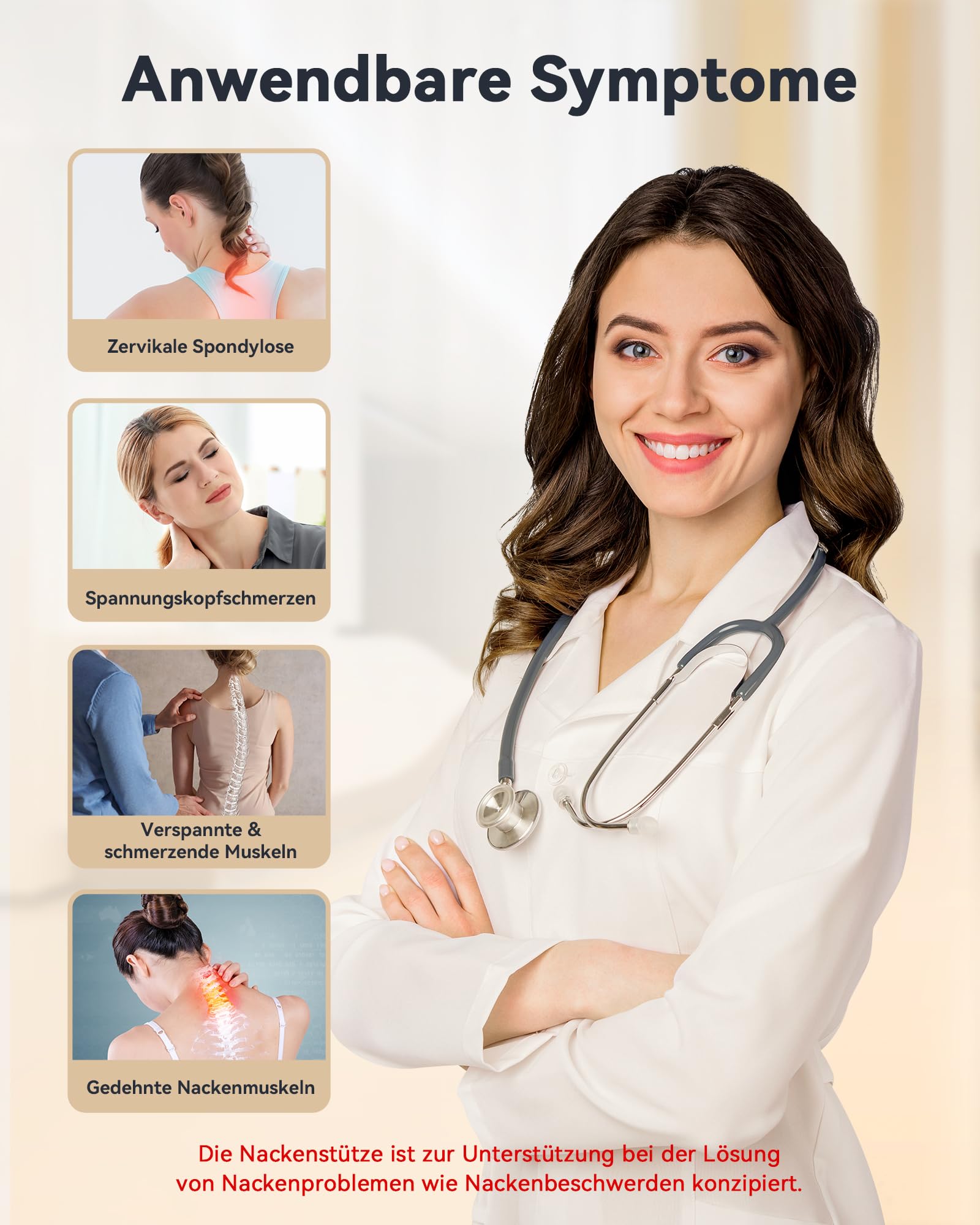 Nackenstütze gegen Nackenschmerzen, Weiche & Verstellbare Halskrause für Schlafen, Neck Support zur Unterstützung der Halswirbelsäule Druckentlastung, für Frauen und Männer(Schwarz, M)