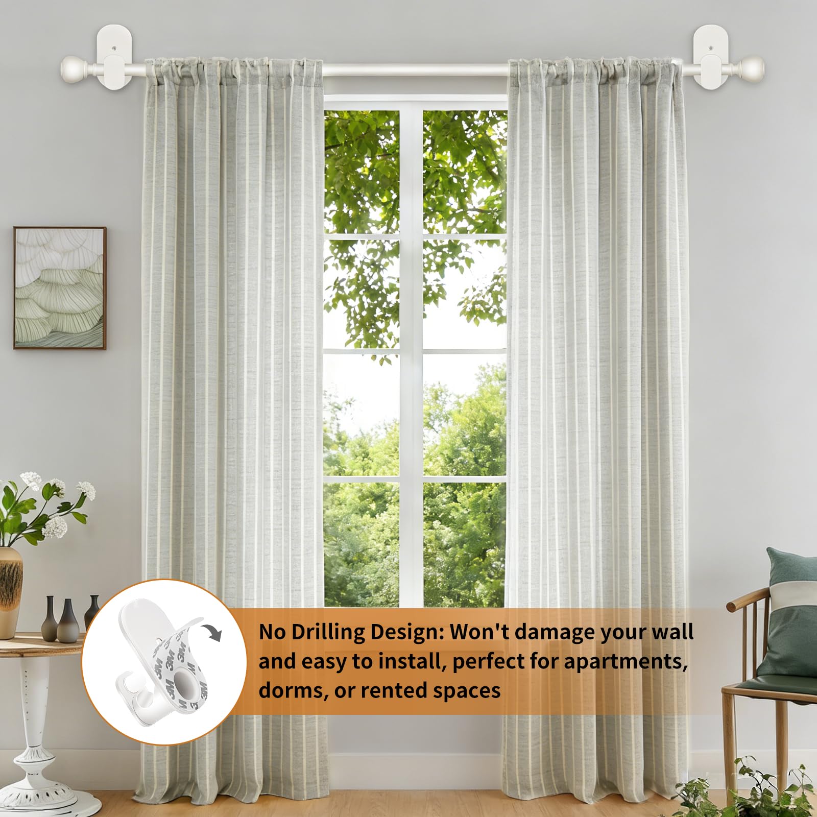 Curtain Rod No Drilling Snapklik.com : Curtain Rods No Drilling 16 To 30 Inch, USFOOK 5/8 Inch