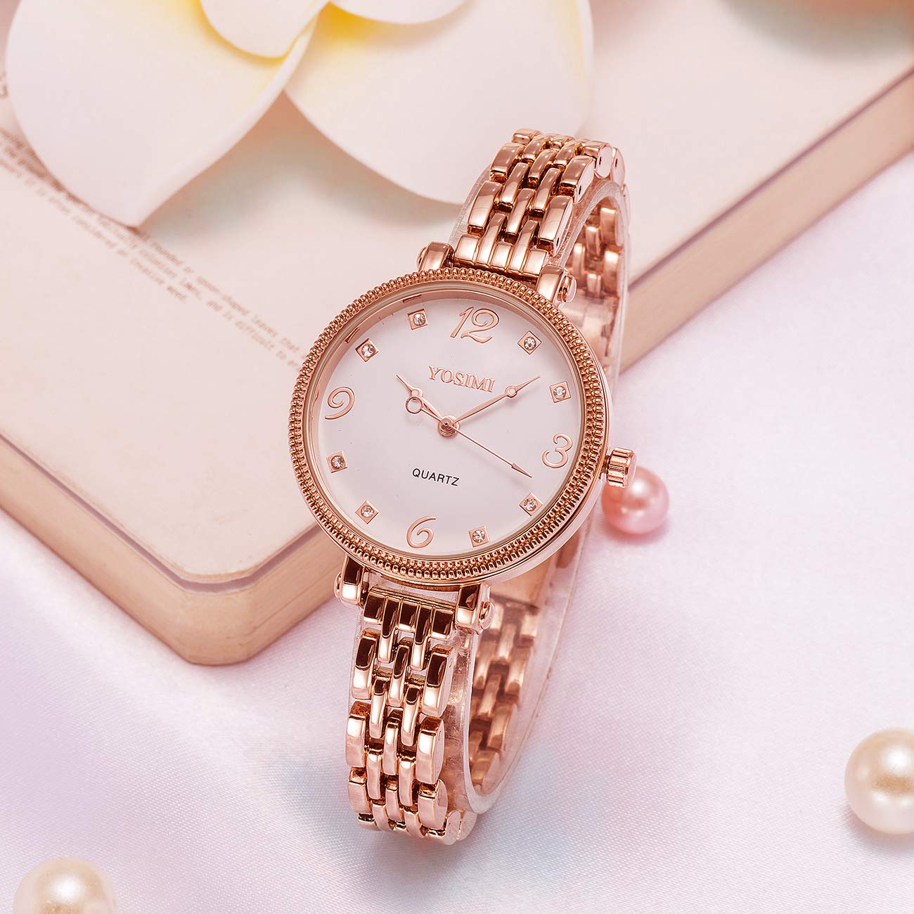 Yosimi Womens Rosegold Watches Waterproof Japanese Quartz Dress