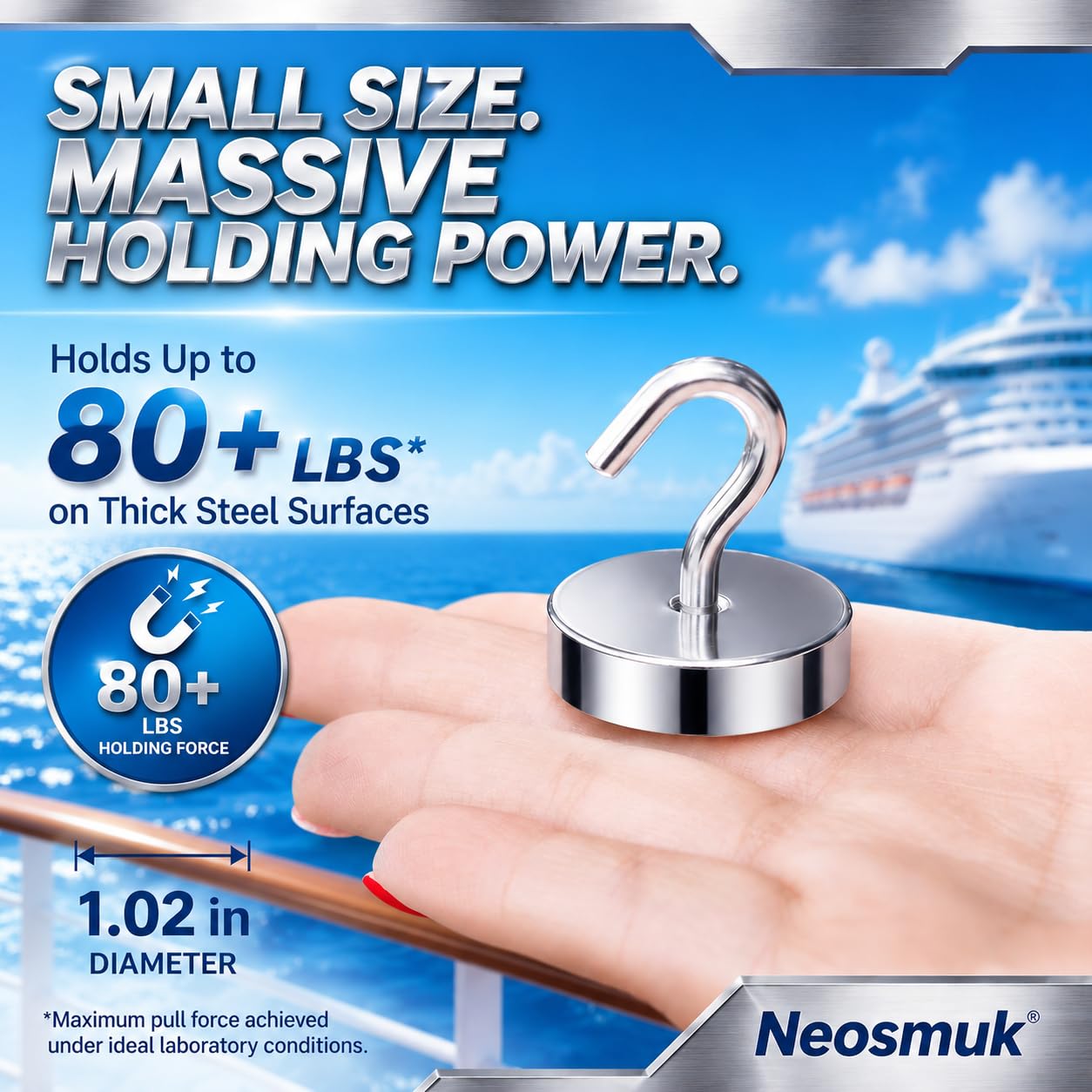 Neosmuk Magnetic Hooks - 6 Pack Heavy Duty -2