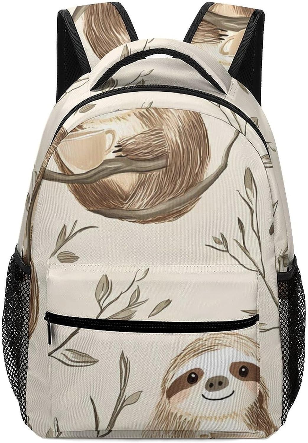 Sloth Drinking Coffee On Branches Unisex Backpack Casual Daypacks Lightweight Shoulders Bag for Camping Hiking Travel
