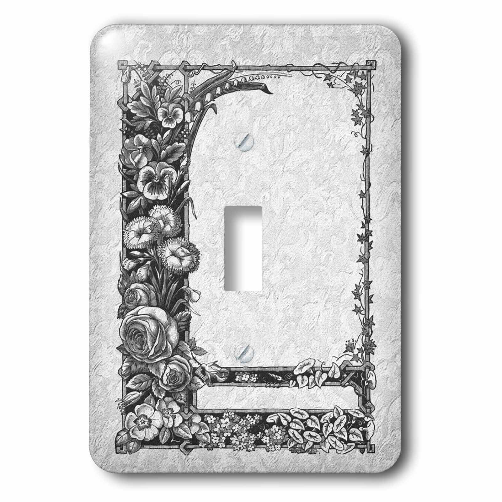 Interrupteur à baïonnette gris damas 3dRose LSP_54078_1 motif floral