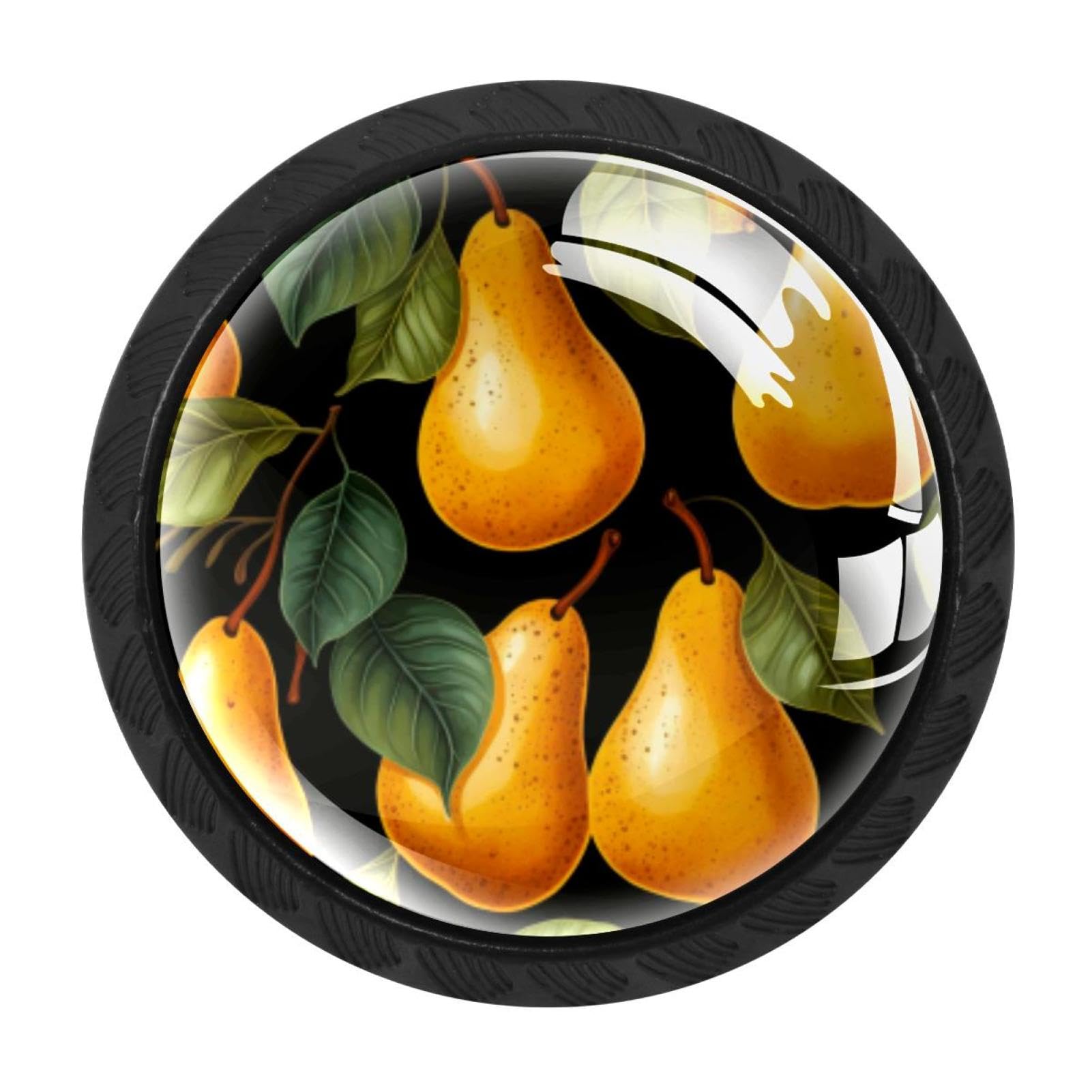 CHENZZZZ 4 pcs Thanksgiving Pear Cabinet Knobs Crystal Drawer Pulls for Kitchen, Bathroom Cabinet, Dresser and Cupboard