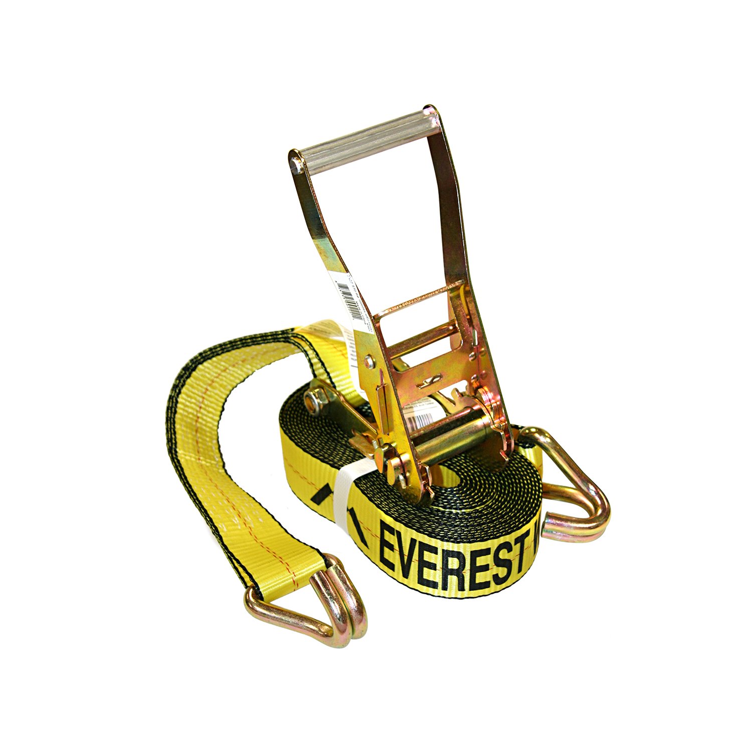 Everest S1023- Premium Ratchet Tie Down – 1 PK – 2 in – 30 FT – 3333 LBS Working Load – 10000 LBS Break Strength – Double J Hook