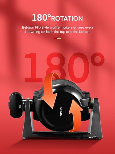 Miniatura 3 de Máquina para hacer gofres, plancha para gofres belga doble de 1400 W, giro de 180, 8 rebanadas en 3 minutos, platos giratorios y antiadherentes,