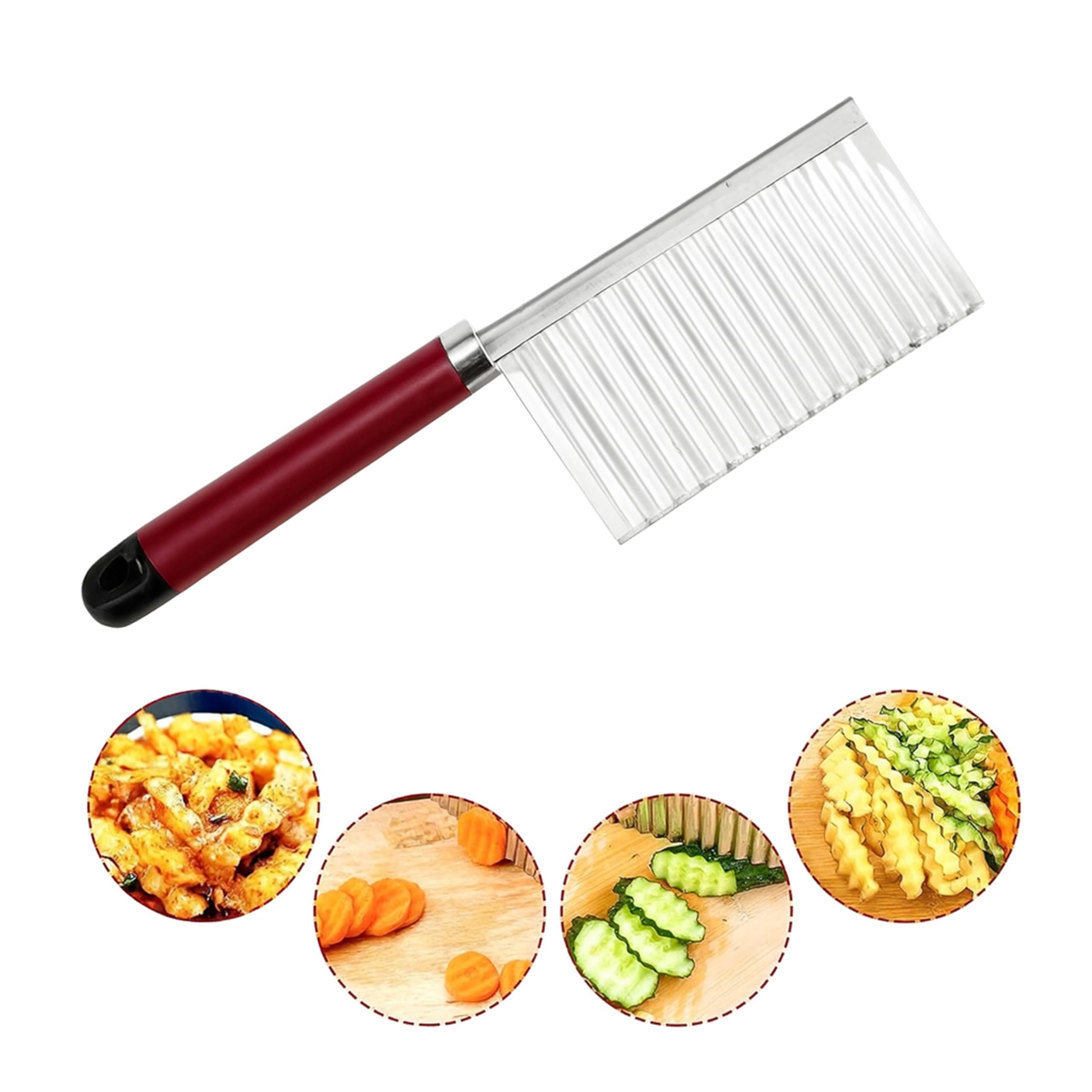 Kitchen Expert Stainless Steel Crinkle Cutter Knife | Zig Zag Vegetable/Paneer Cutter | Wavy Designer Knife for Kitchen Use | for Salad Cutting Design | Different Shape Cutter-picture-10