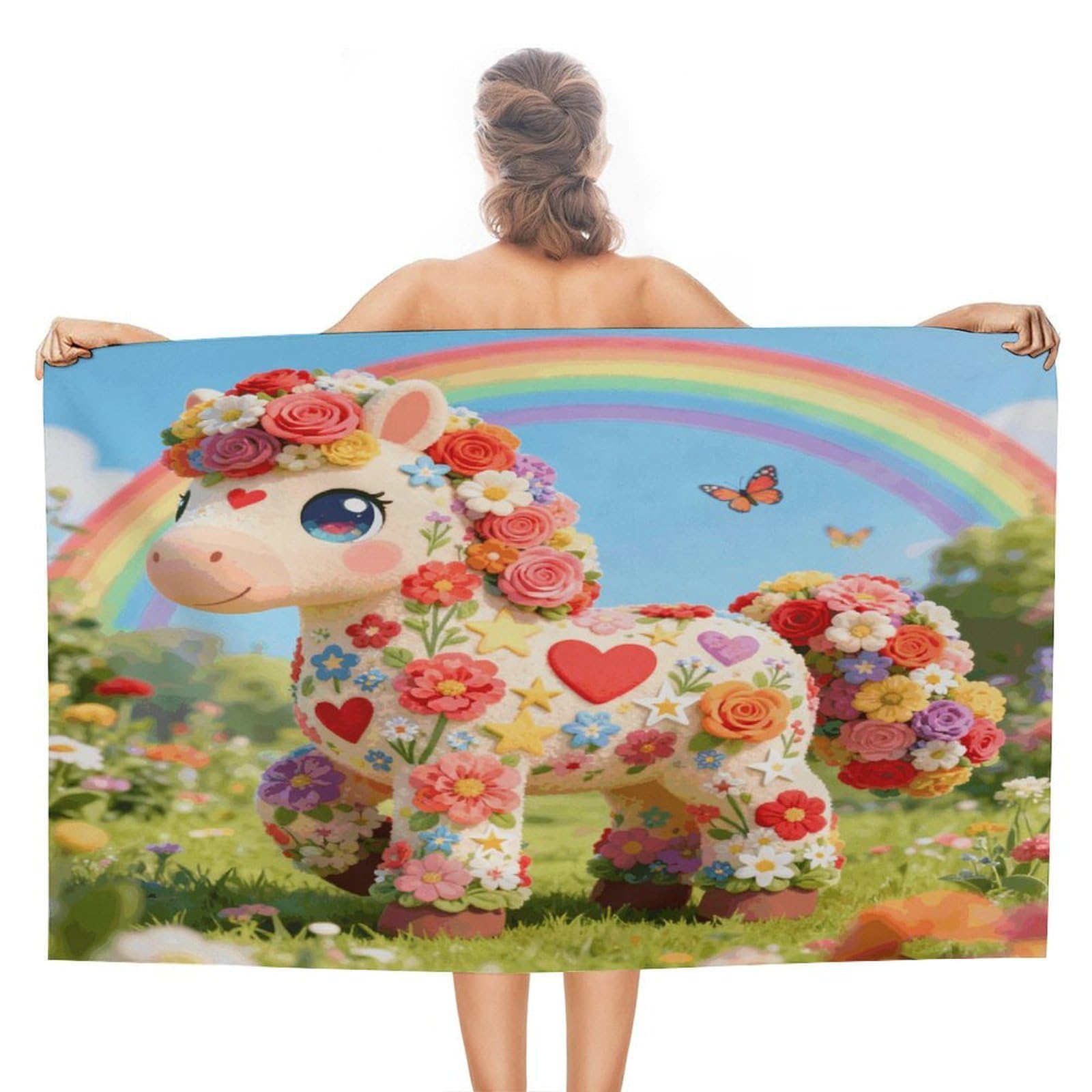 VstaDank My Little Pony Bath Towel Stylish Double-Faced Pile Travel Towel Soft Absorbent Beach Towel for Pool Swim Sports Camping Adults Gift 51X31 Inch