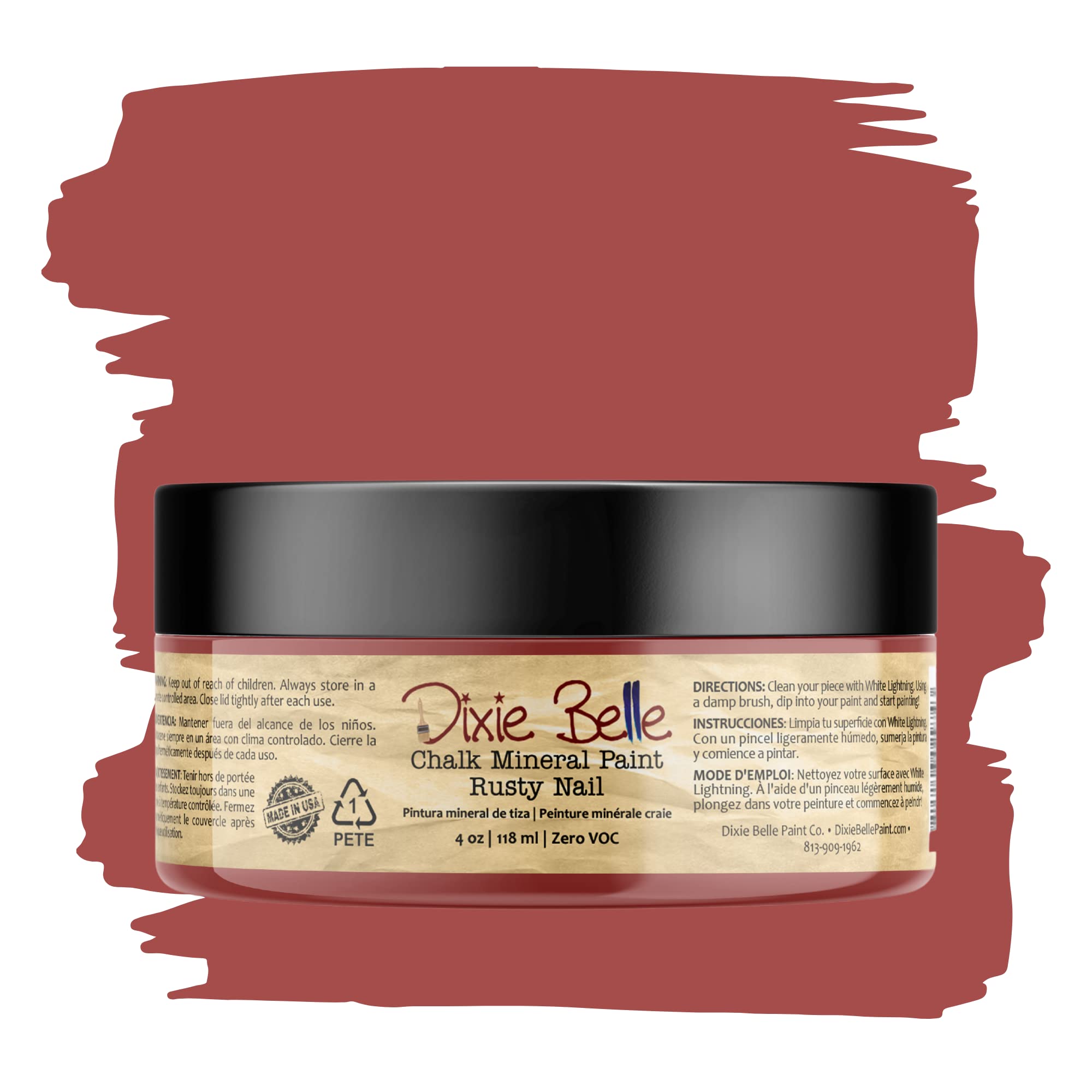 Dixie Belle Paint Company Chalk Finish Furniture Paint - Rusty Nail (4oz) - Matte Burnt Orange Chic Chalk Mineral DIY Furniture Paint
