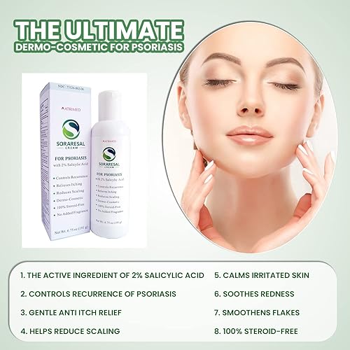 Miniatura 3 de SORARESAL Crema para el tratamiento de la psoriasis con ácido salicílico, hidratante suave y fórmula de hidratación para el cuidado de la piel