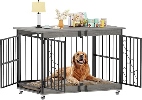 Miniatura 7 de COZPAW Muebles de jaula para perros, jaulas de 48 pulgadas para perros medianosmedianos, de madera, para perros, jaula resistente para interiores