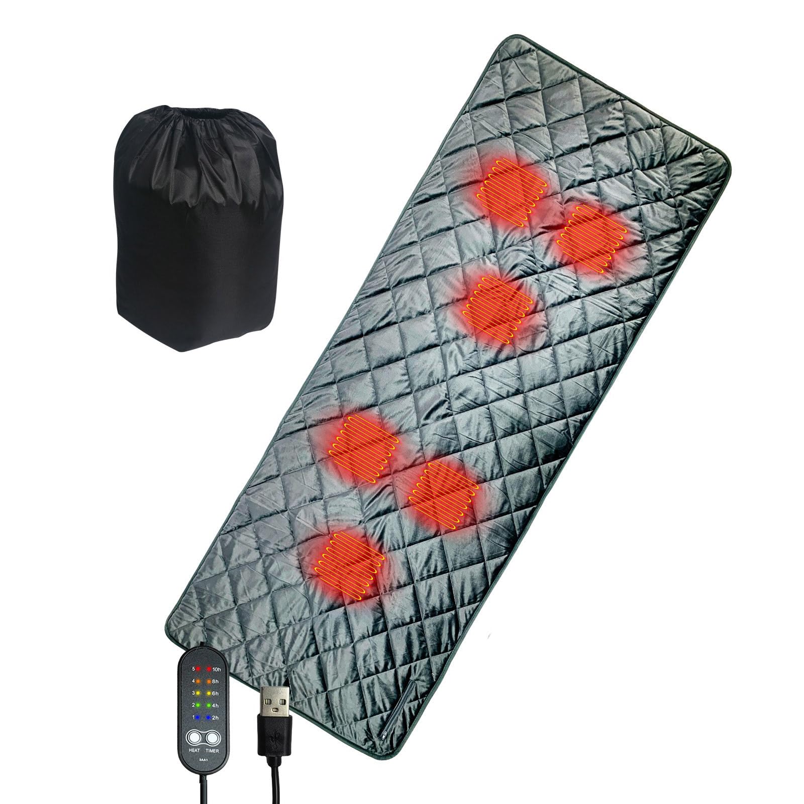 Tappetini riscaldanti per tende elettrici USB per la durata del viaggio in campeggio Fibra sintetica con termostati intelligenti Attrezzatura da escursionismo Riscaldatori per tende portatili