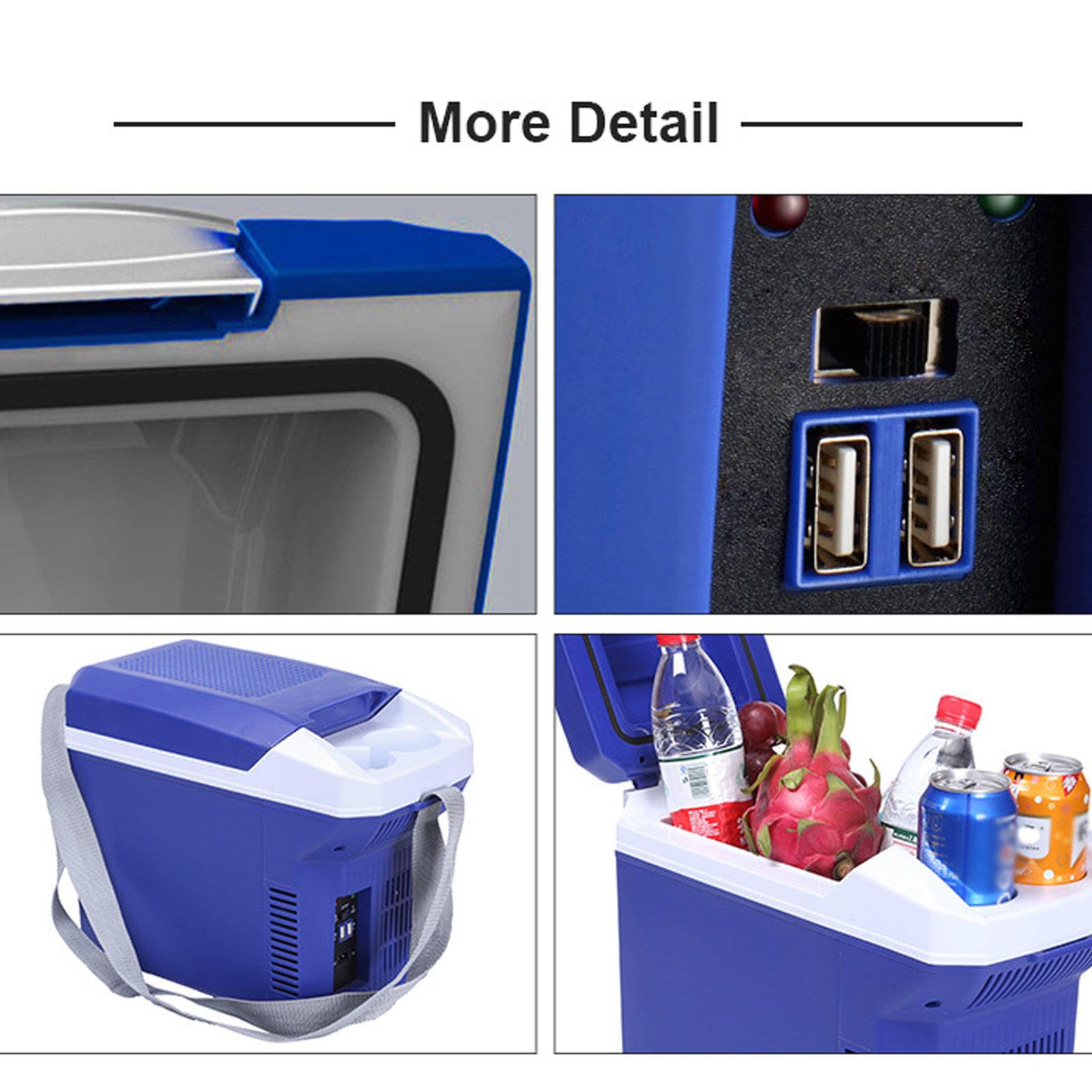 Frigo Riscaldatore Elettrico Portatile Termoelettrico Personale 12 V capacità 8 Litri Mini Frigorifero per Auto 12 V DC E 100-240V AC USB per Bevande, Cibo, Casa, Ufficio E Auto,Blue
