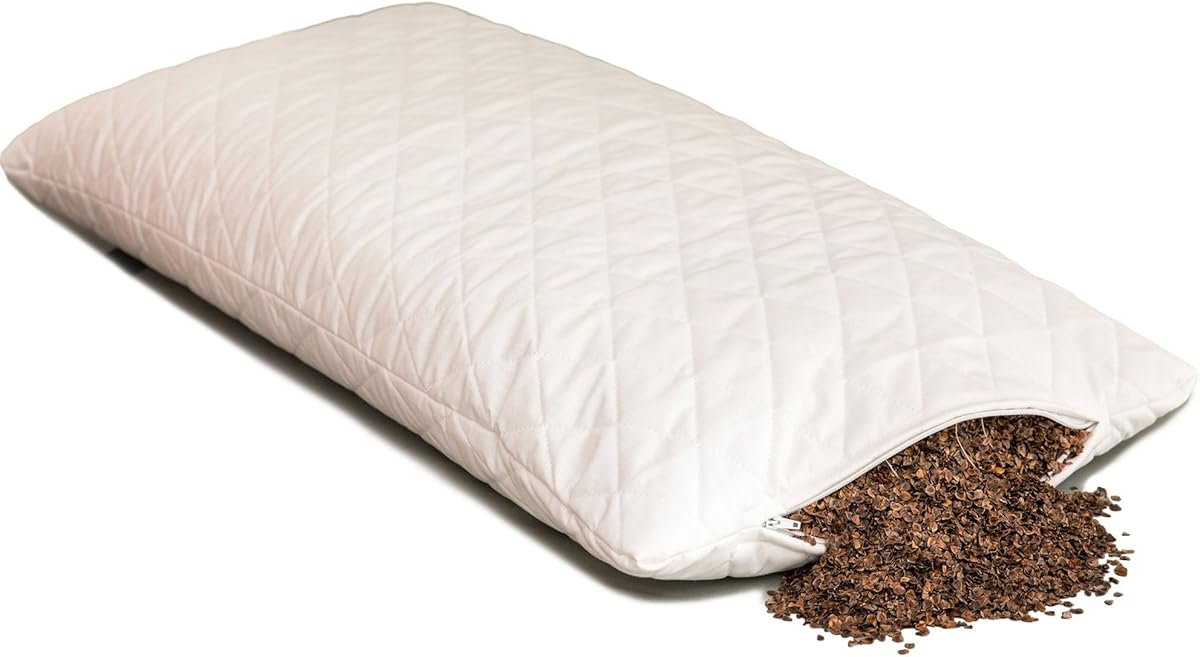GIRAFFENLAND Bio-Buchweizenkissen 40x80cm Steppware weiß, direkt befüllt | Stütz Kopfkissen | fest & formstabil