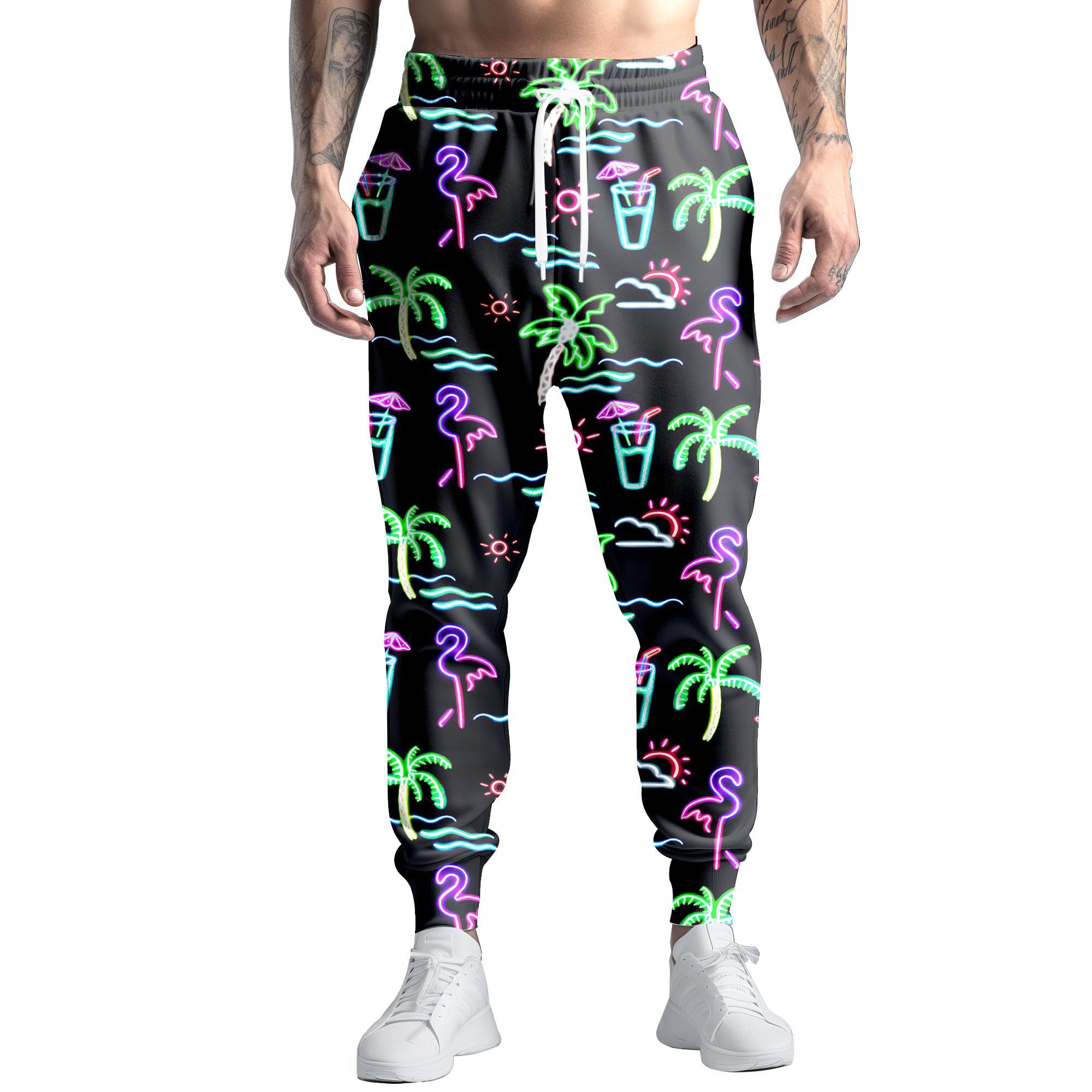 VVGETE80s Costumes for Men Joggers Pants,Casual Pants Running Pants with Drawstring,90s Outfit for Men