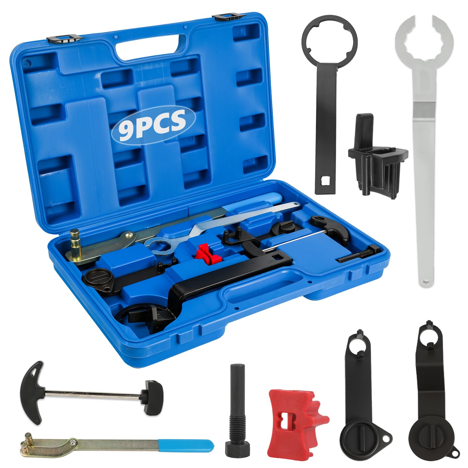 Outil Calage Courroie Distribution Moteu 9 Pièces Outils Distribution Compatible avec VW Skoda Calage Distribution pour Les modèles VW Golf Jetta avec Moteur 1.0 1.2 1.4L TSI TFSI EA211