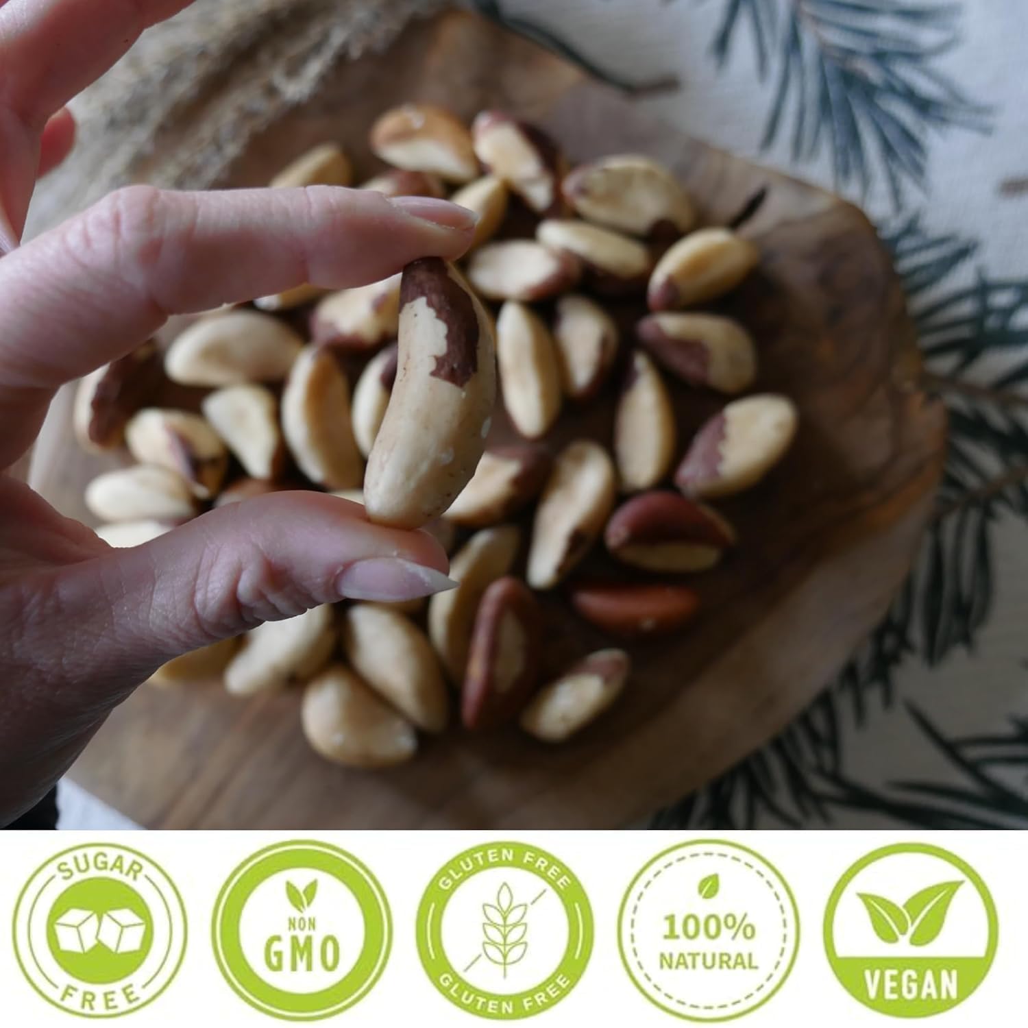HiFood Noix du Brésil 1000 g (1 kg), noix entières, format extra-grand, naturellement riches en sélénium, véganes et adaptées au régime Keto, qualité naturelle