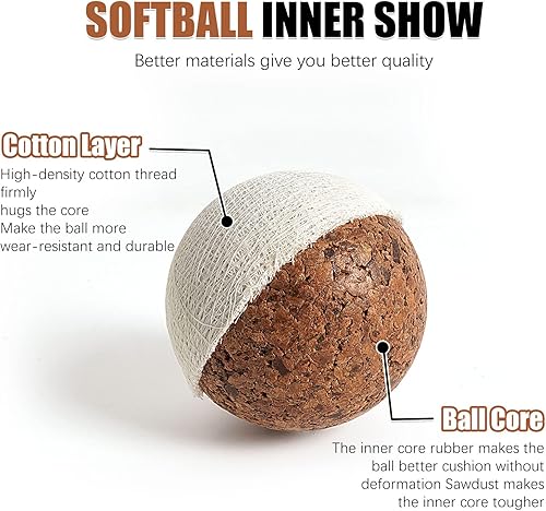 Miniatura 3 de Softballs de 11 pulgadas, paquete de 4 unidades de pelotas amarillas de práctica deportiva, sin marcar, autógrafo, sóftbol de tamaño y peso