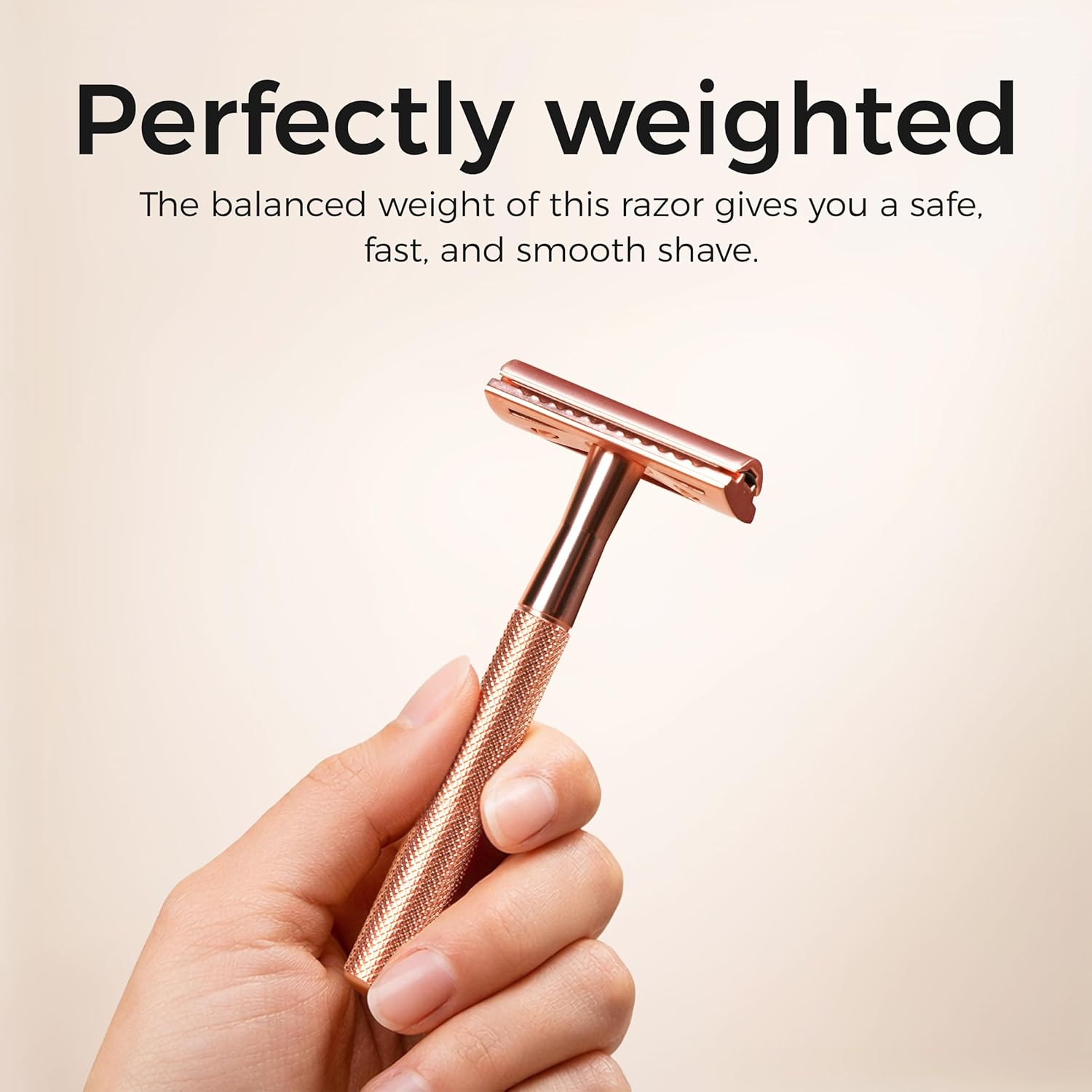 ZOMCHI Single Blade Razors for Women – Reusable Ladies Razor for Legs with 5 Double Edge Safety Razor Blades, Eco-Friendly Manual Shaving Razor - Rose Gold
