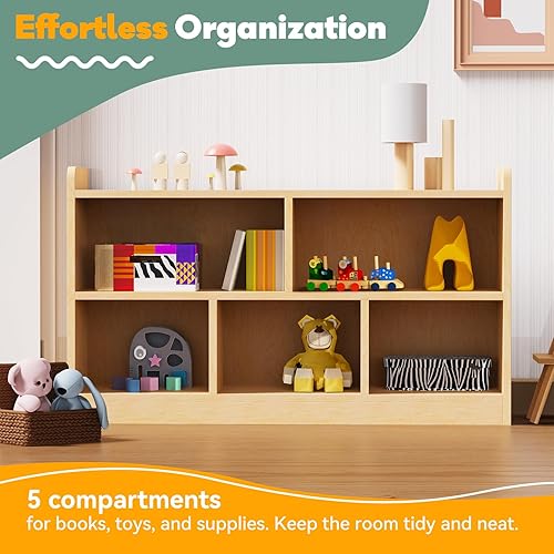 Miniatura 4 de Estante Montessori de madera contrachapada de abedul  Armario de almacenamiento de 5 secciones, organizador de 2 estantes para niños, ideal para