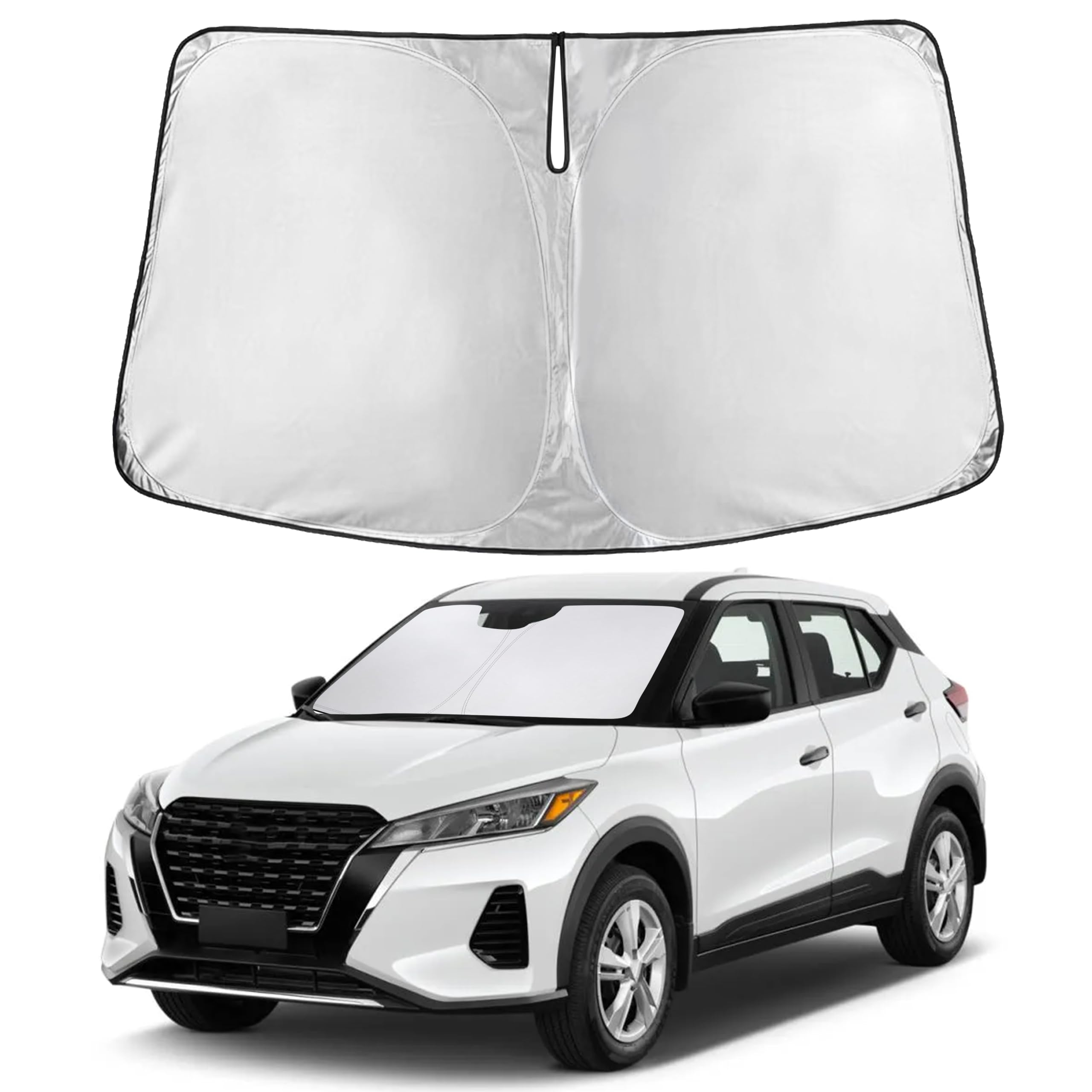 Autovir Windshield Sun Shade Fit for 2018-2022 2023 2024 Nissan Kicks Sunshade, Front Car Window Shades Sun Visor, Blocks UV Rays & Heat, Car Accessories Fit for Nissan Kicks 2018-2024