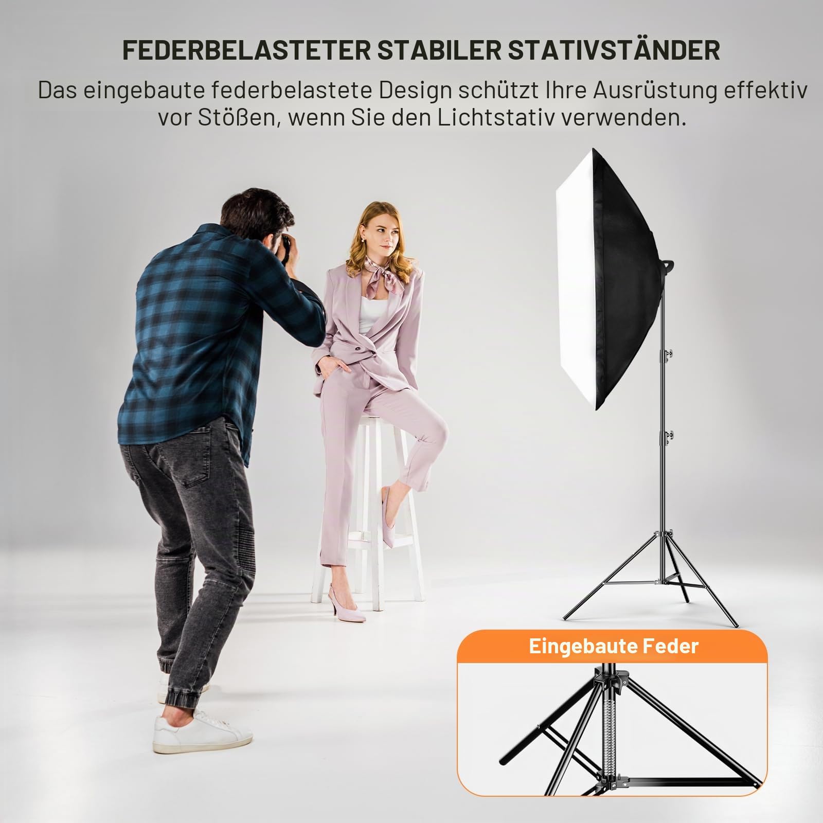 EMART Lichtstativ Heavy Duty 2,6 m, Aluminium Light Stand mit 1/4"-Gewinde, Max. Belastbarkeit 10 kg für Fotografische Beleuchtung, Softboxen, Blitzlicht - 2 Stück