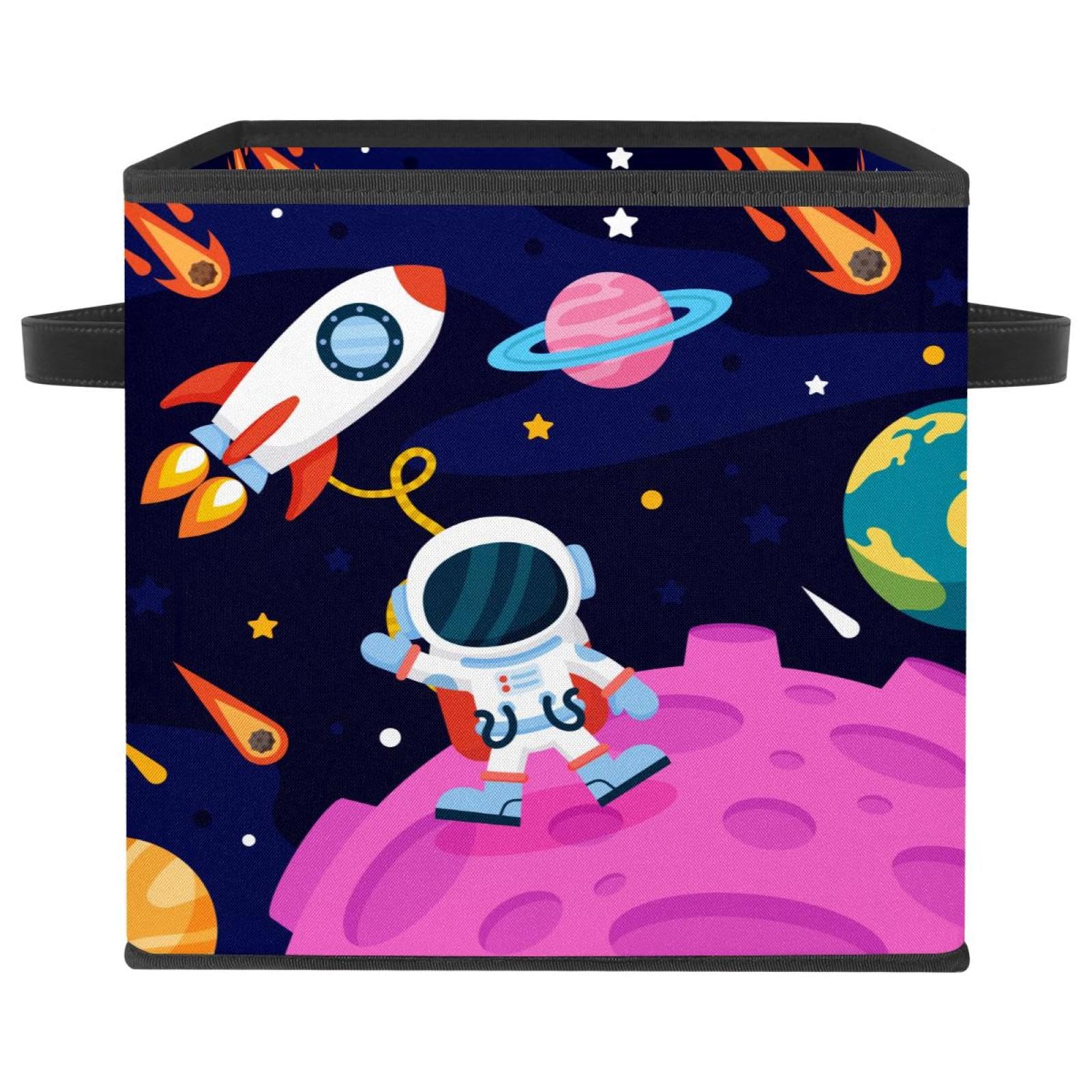 Boîte de rangement pliable pour chambre d'enfant motif espace astronaute