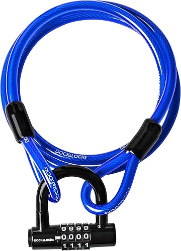 Cable de seguridad recto resistente a la intemperie (5 pies a 25 pies de longitud) con extremos reforzados y bloqueo en U compacto resistente,