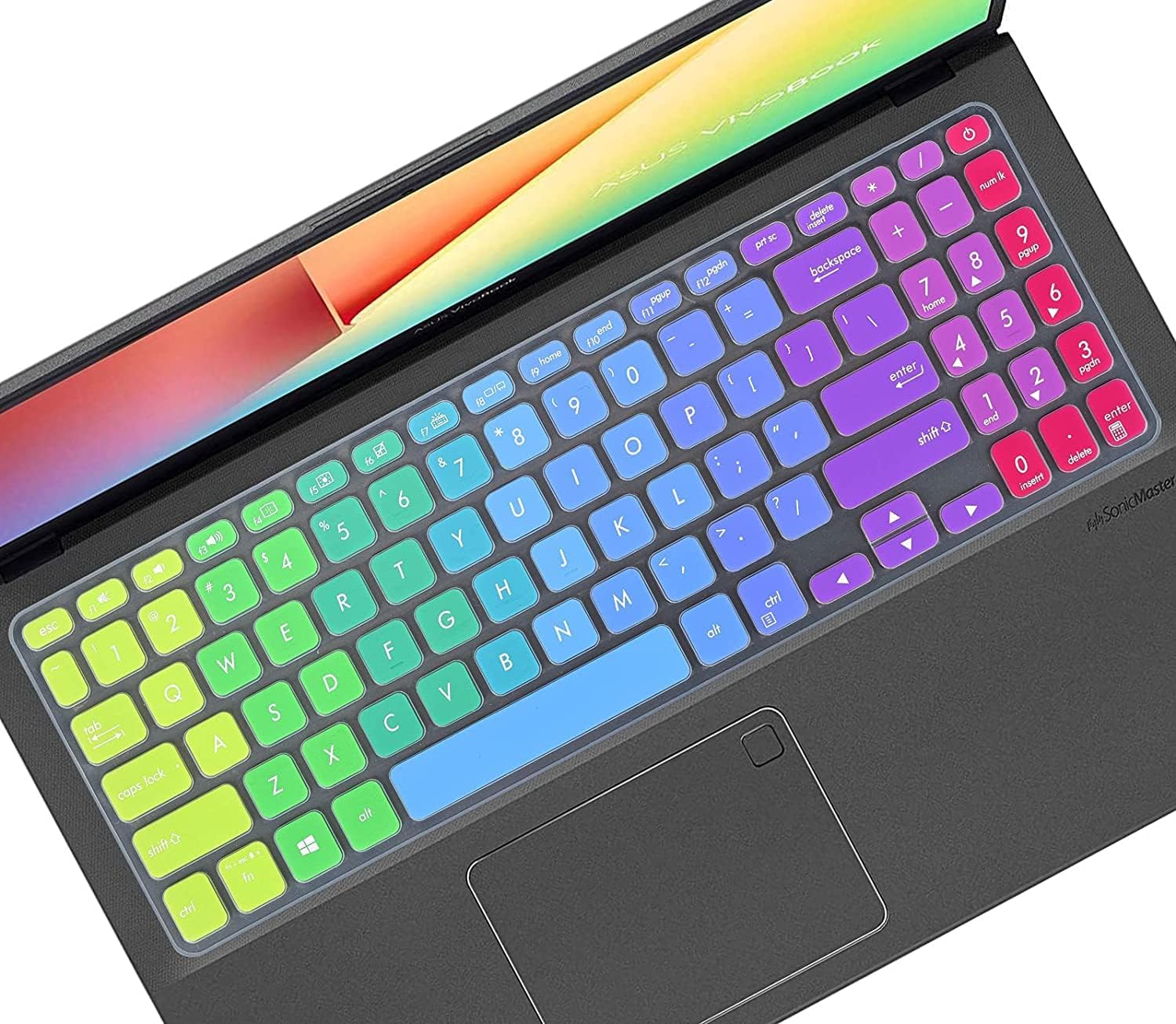 LAPRITE 15.6 Inch Keyboard Cover Skin Compatible for Asus VivoBook 15 X512FL X512UF X512UA X512FA X512da X512UB F512 F512U F512DA X512 Y5000U, Rainbow (B0CSW7XJ5G) Amazon Price History, Amazon Price Tracker