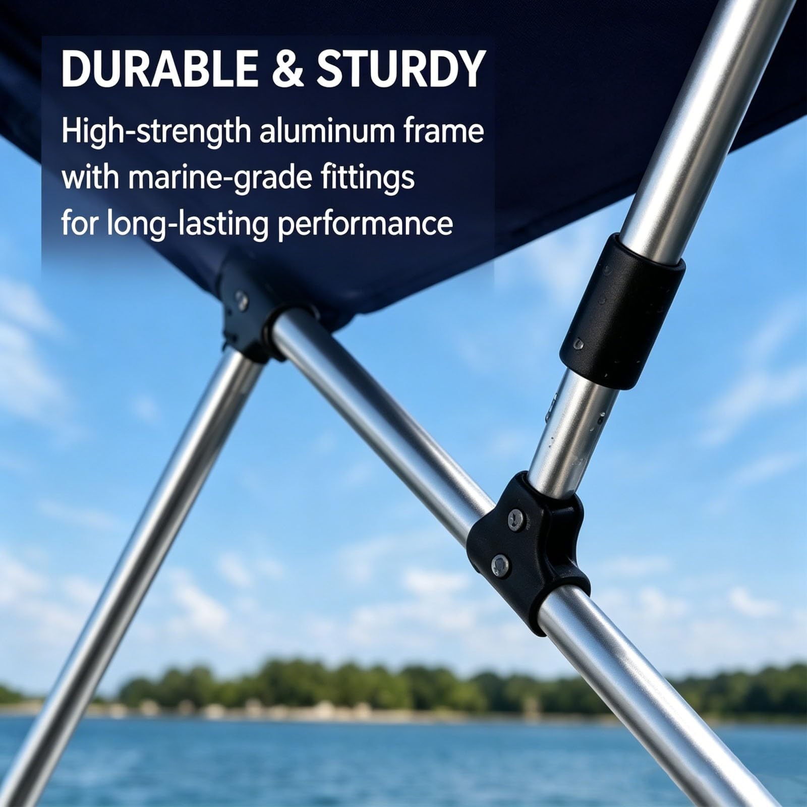 Tendalino Barca, Tendalino per Gommone con Struttura in Lega di Alluminio, Accessori di Montaggio Inclusi, per Pontoni e Bowrider