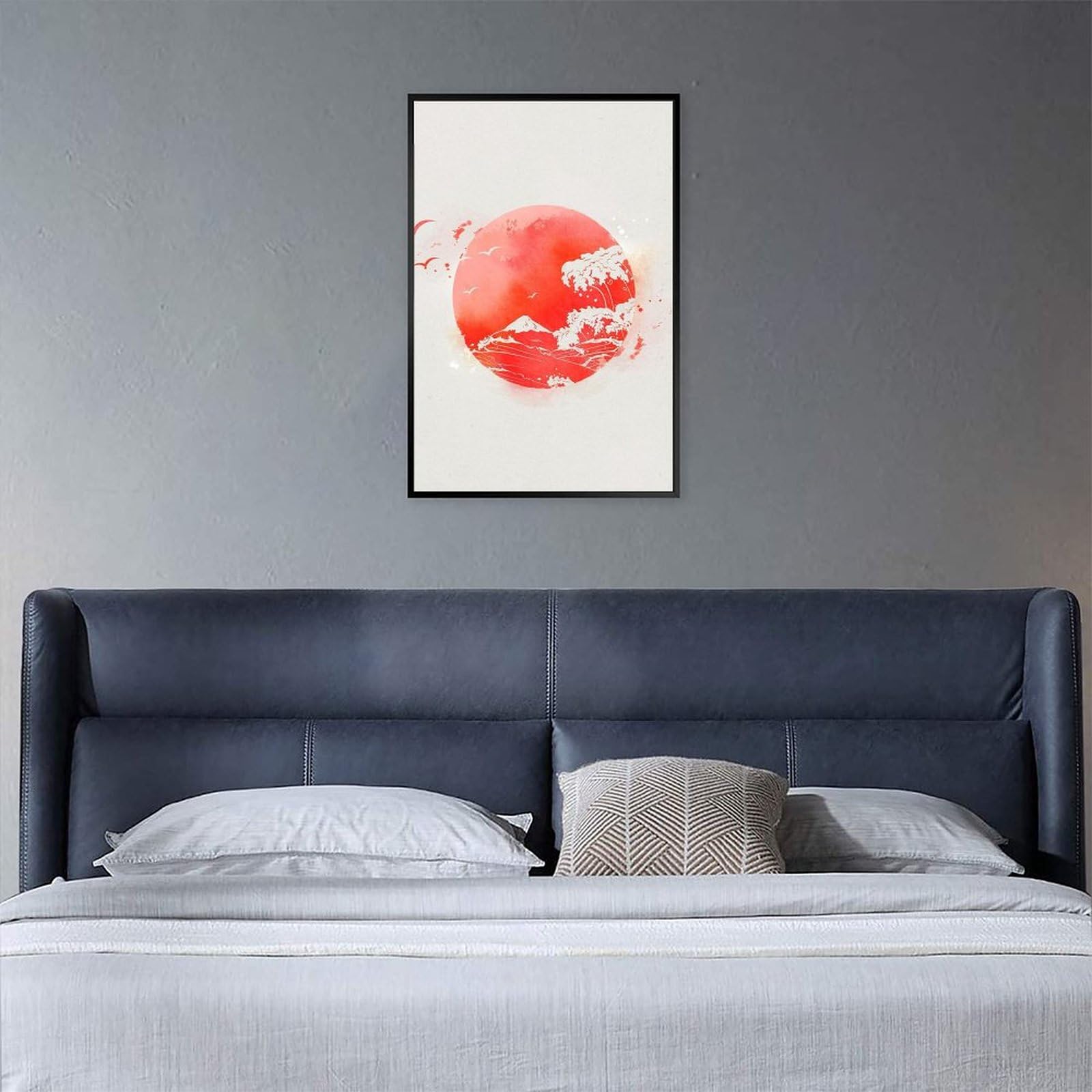 Amazon.co.jp: 絵画 赤い太陽 富士山 巨大な波インテリア 絵画