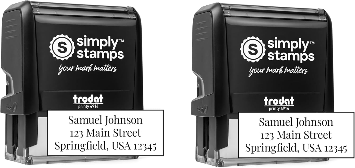 Custom Address Stamp - 20 Font Options - 3 Line Self-Inking Address Stamp - Up to 3 Lines of Customized Text | Multiple Ink Color Options (2, Xtra Large)