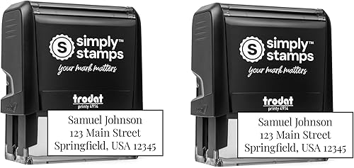 Miniatura 20 de Sello de dirección personalizado, 20 opciones de fuente, sello de dirección autoentintado de 3 líneas, hasta 3 líneas de texto personalizado