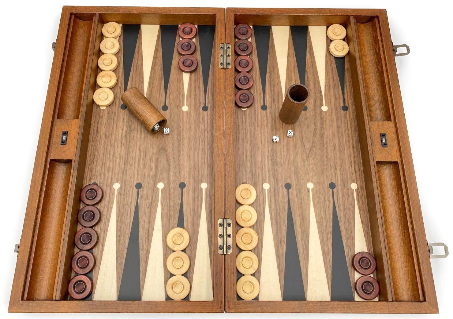 Backgammon Di Lusso - Backgammon in Legno Massello - Fatto a Mano Legno Pedina - Colore: Walnut