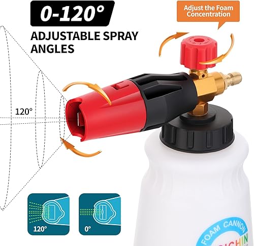 Miniatura 3 de DUSICHIN DUS-018 espuma cañón lanza lavadora a presión boquilla punta pistola rociadora 3000 PSI Jet Wash Detalle del coche