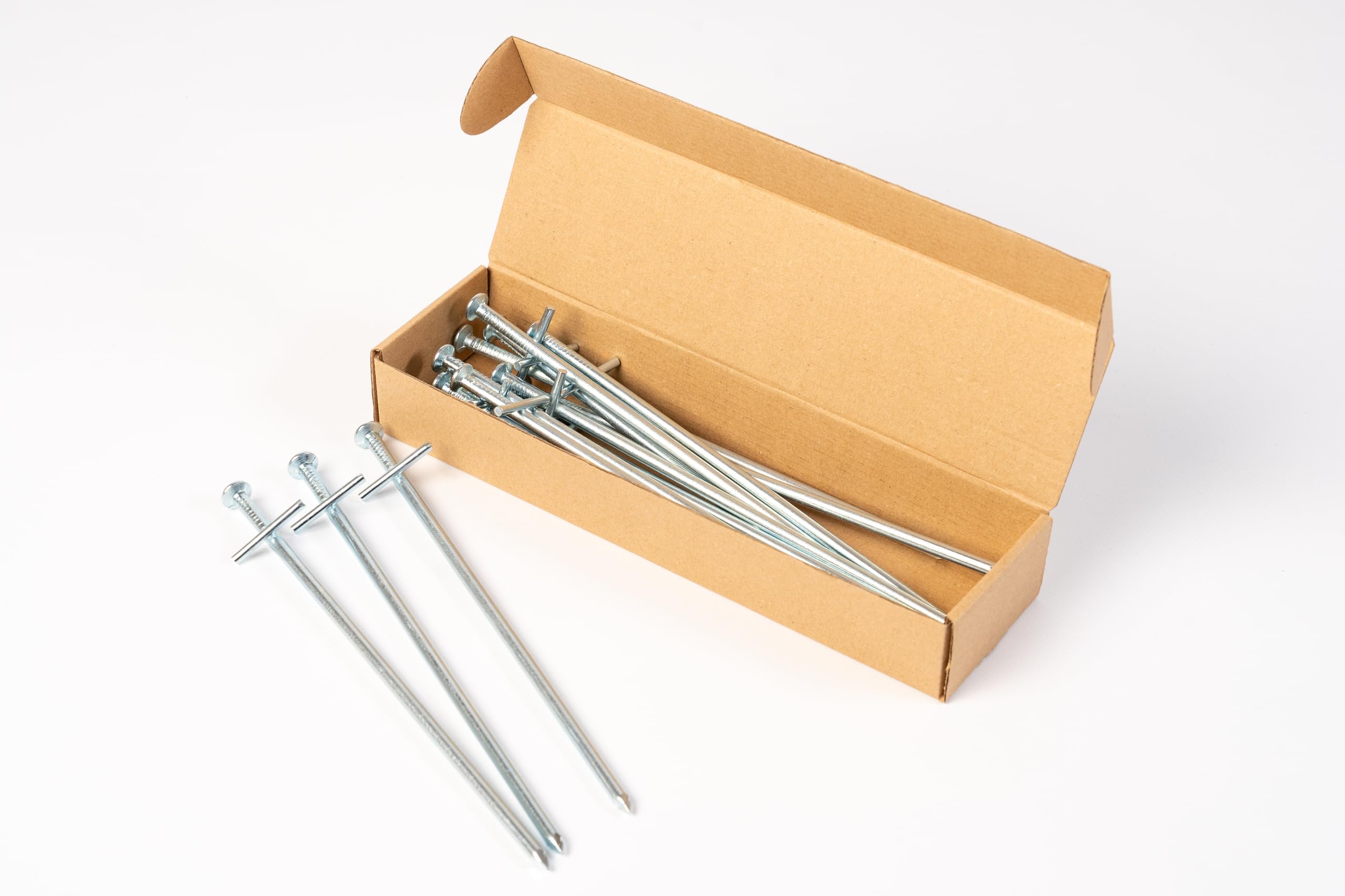 Lot de 15 Piquets de Tente 23 cm en Acier Galvanisé - Sardines de Fixation Sol – Piquet T Profil de Camping Longues - Ø 6 mm - Idéal pour Le Jardin, Le Camping et Les tentes