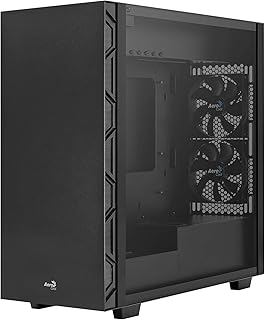 Aerocool FLOBK, Boîtier PC, 5 Ventilateurs 12cm, Verre Trempé, Grille, Noir