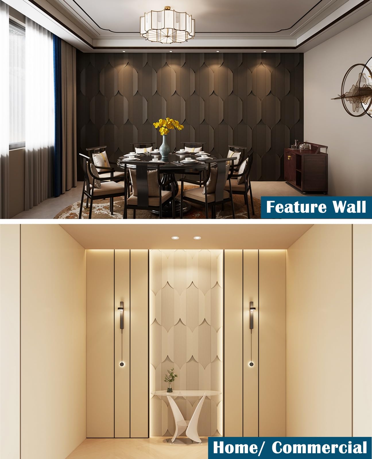 Paneles de Pared con Efecto Piedra, Paneles de Pared geométricos a Rayas 3D Impermeables, Revestimiento Texturizado de PU para decoración Interior/Exterior, Revestimiento de Pared Decorativo