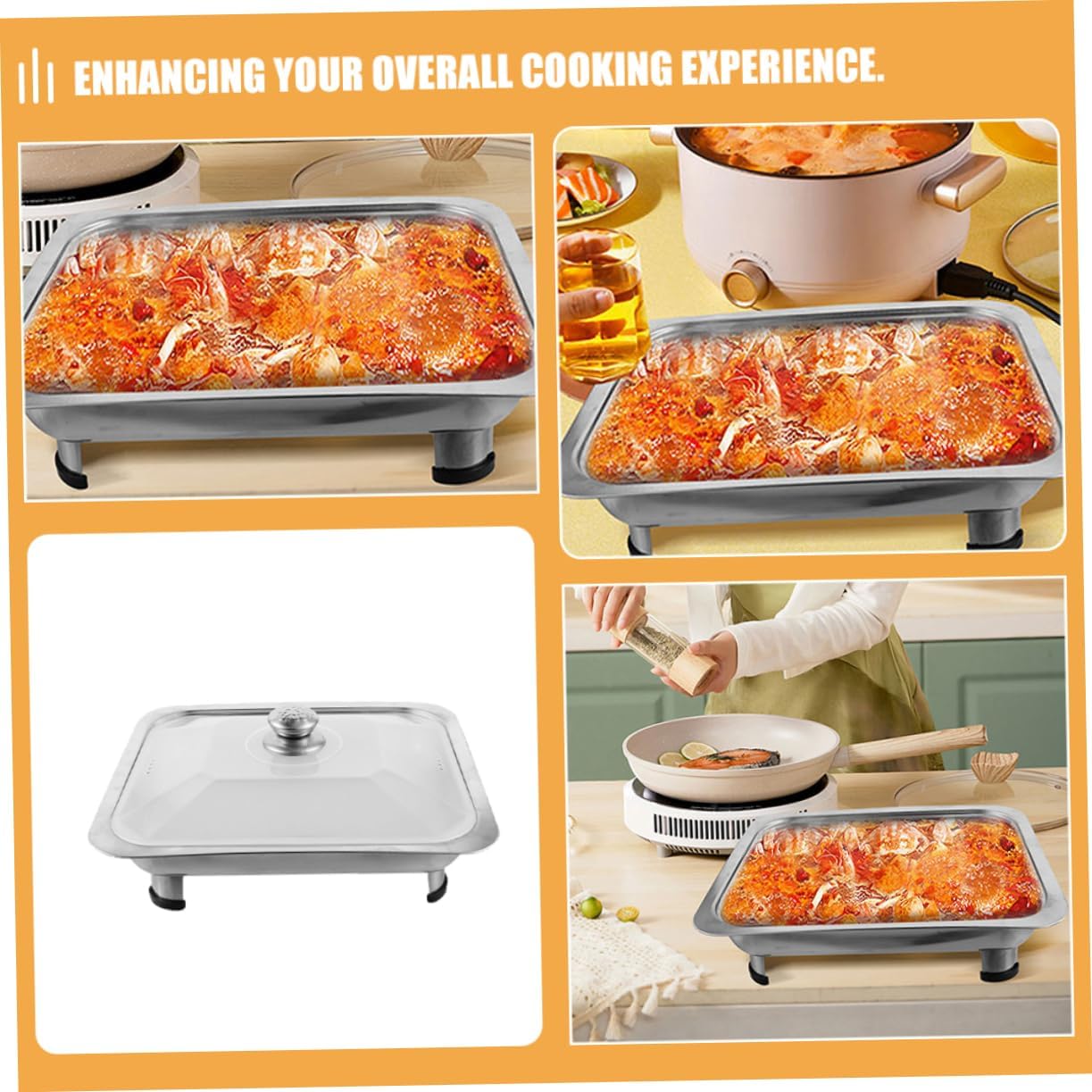 Ciieeo Stainless Steel Chafing Dish Warmer Buffet Server for Catering Outdoor Events Parties for Grilling Fish Exceptional Longevity Versatile Use
