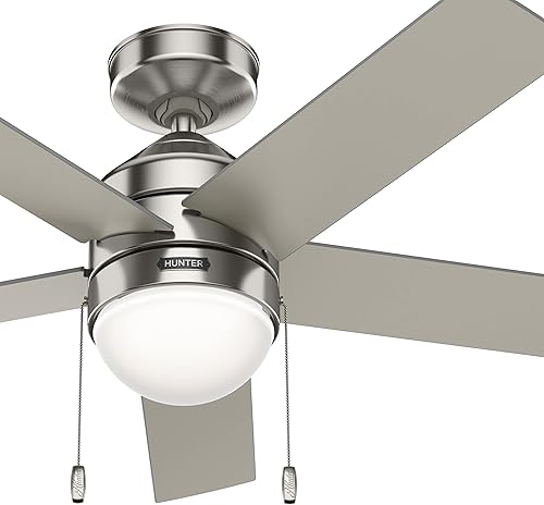 Miniatura 2 de Hunter Fan Ventilador de techo contemporáneo de níquel cepillado de 44 pulgadas con kit de luces y cadena de tracción (renovado)