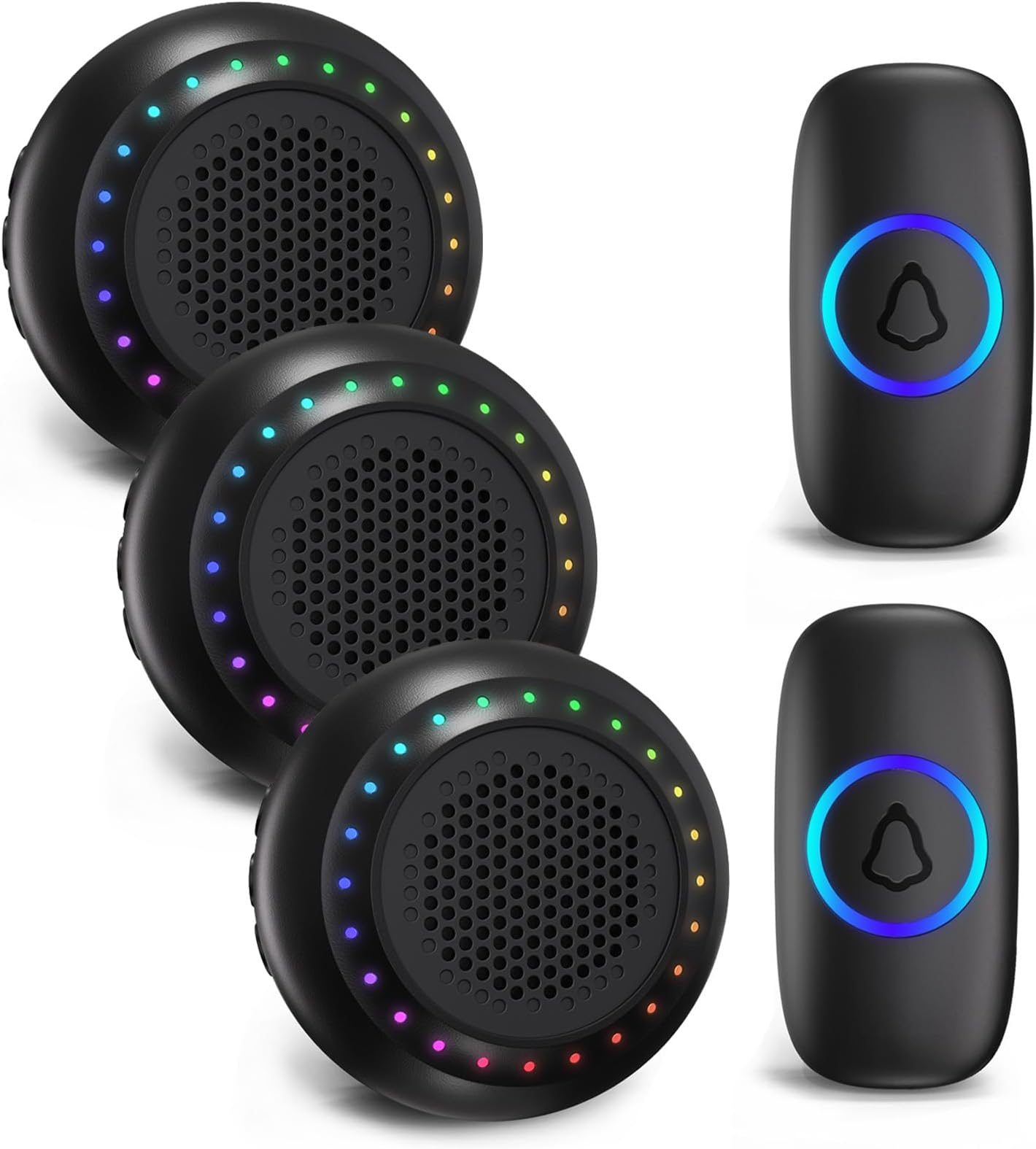 Wireless Doorbell with 3 Receivers 2 Buttons 1000ft Range Door bell Chimes