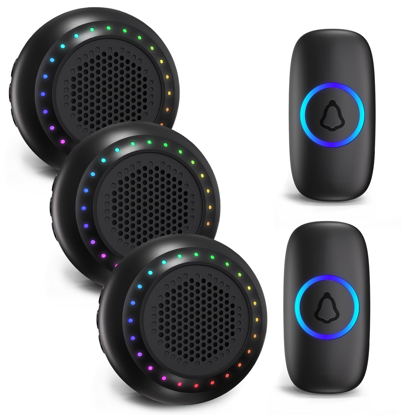 Wireless Doorbell with 3 Receivers 2 Buttons 1000ft Range Door bell Chimes