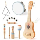 Kids Guitar Set - Toys for 2 3 Year Old Boy & Girls Birthday Gifts, 7 in 1 Montessori Musical Instruments for Toddlers 2-4, Musical Band Sets with Ukulele/Flute/Tambourine/Maracas Toys for Kids 3-5