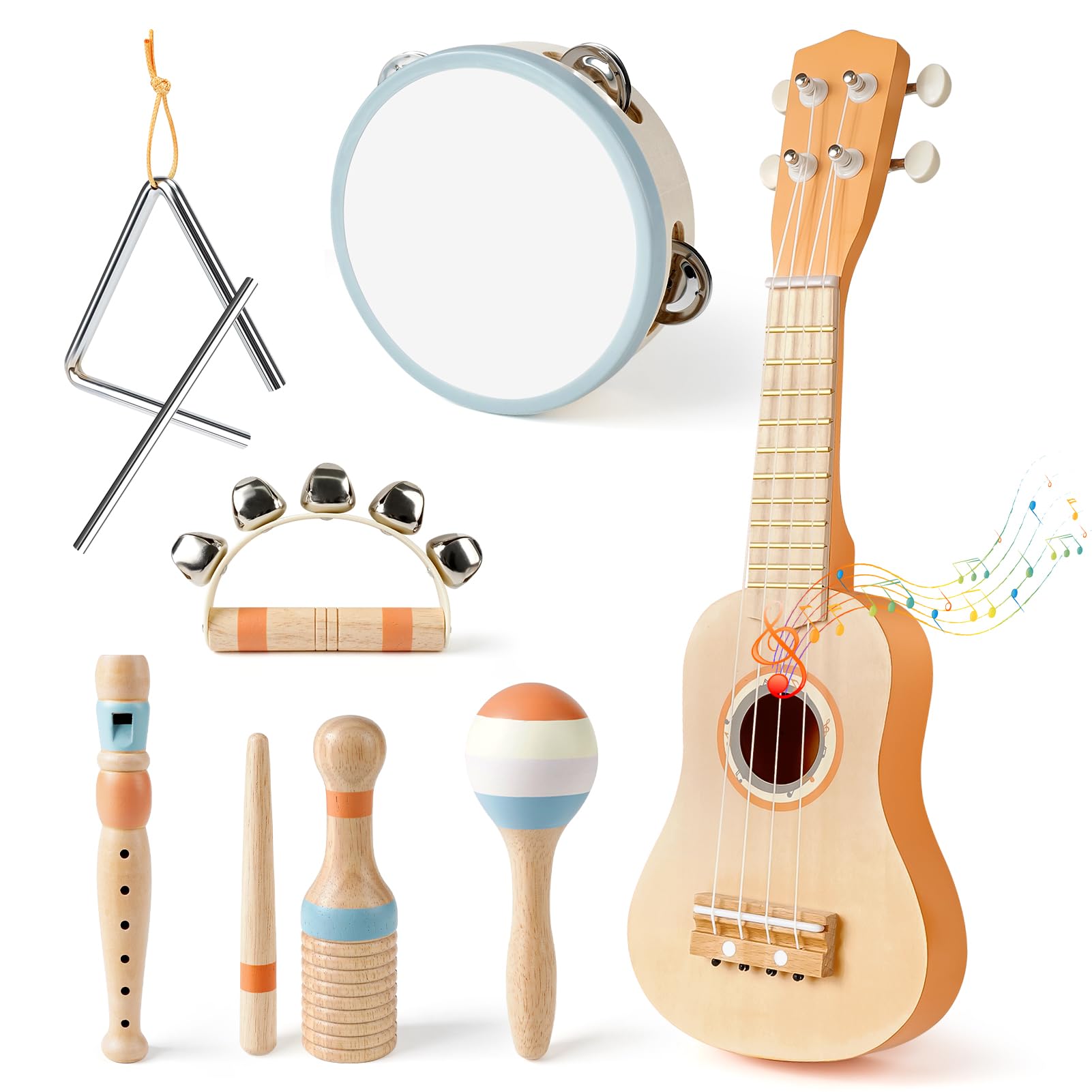 Vanplay Kids Guitar Set - Montessori Toys for 2 3 Year Old Boy Girls Birthday Gifts 7 in