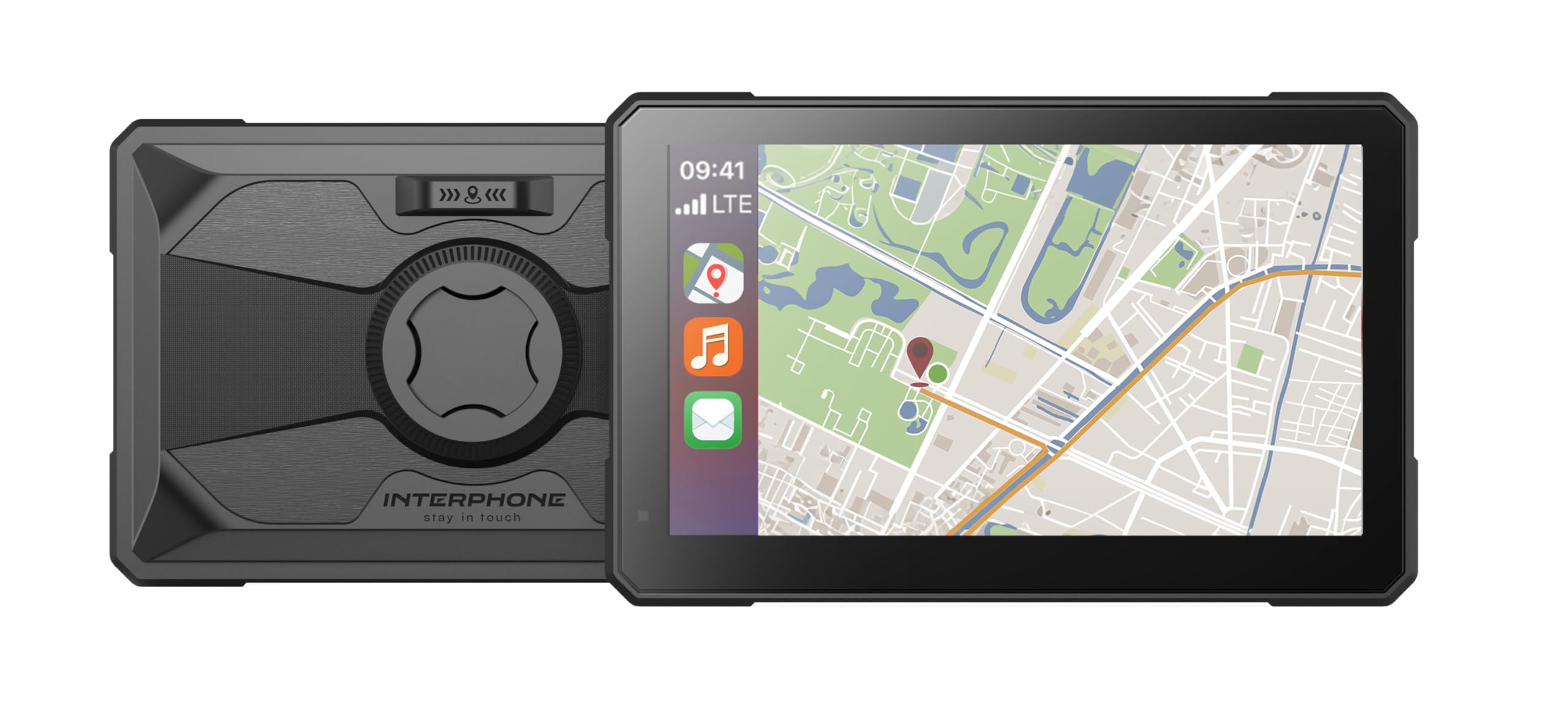 INTERPHONE SYNC70 Motocyklowy Carplay do Apple i Android – 7-calowy wyświetlacz WiFi i Bluetooth z wykrywaniem martwego kąta i dwoma kamerami – wyświetlacz Carplay z uchwytem QUIKLOX, wodoszczelność