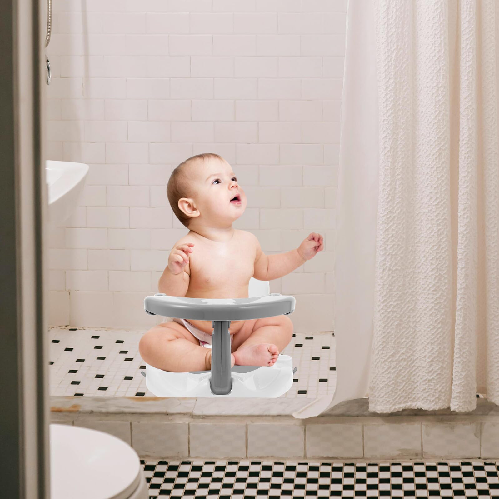 Babysitz für Badewanne Monate mit Stabilem Saugnapf Rutschfest Ergonomisch Geformt Glatte Oberfläche Sicherer für Baden Füttern Shampoo und Haarschnitt