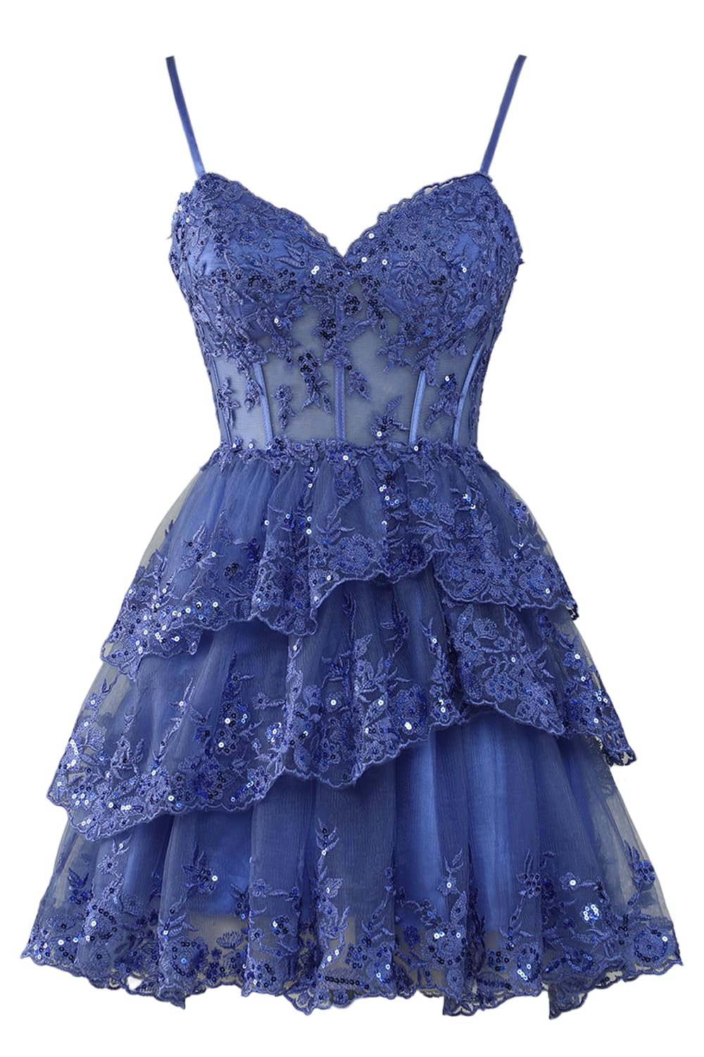 Sevintage Off Shoulder Lace Sparkly Tulle Homecoming Dress