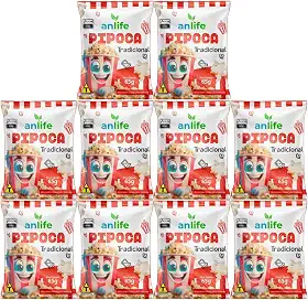 Kit 10 Pipocas Anlife Salgada 65g - Tradicional Ou Bacon (65g, 10x Pipoca Tradicional)