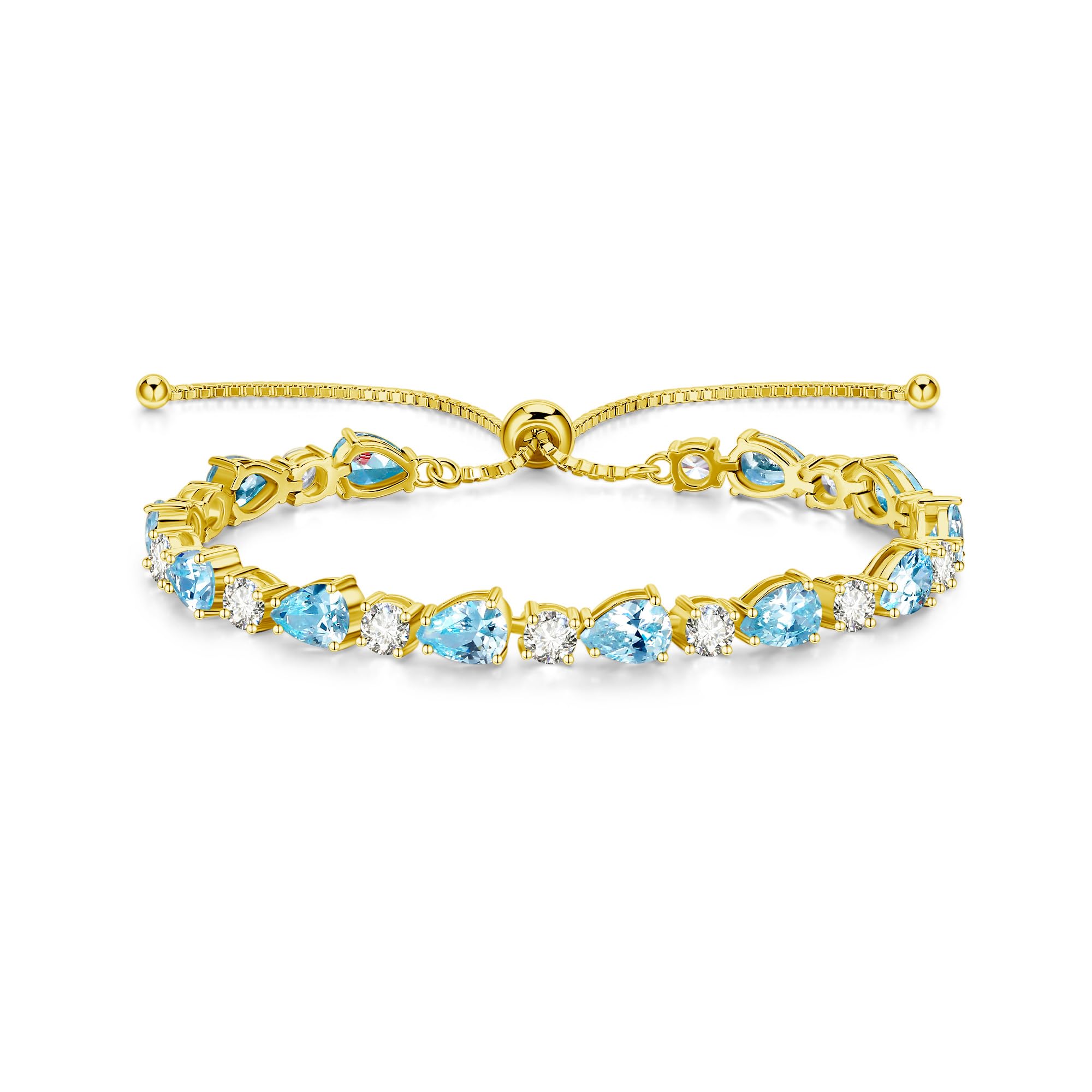 FANCIME 14K Gold Plated Silver Bolo Adjustable Tennis Bracelet for Women