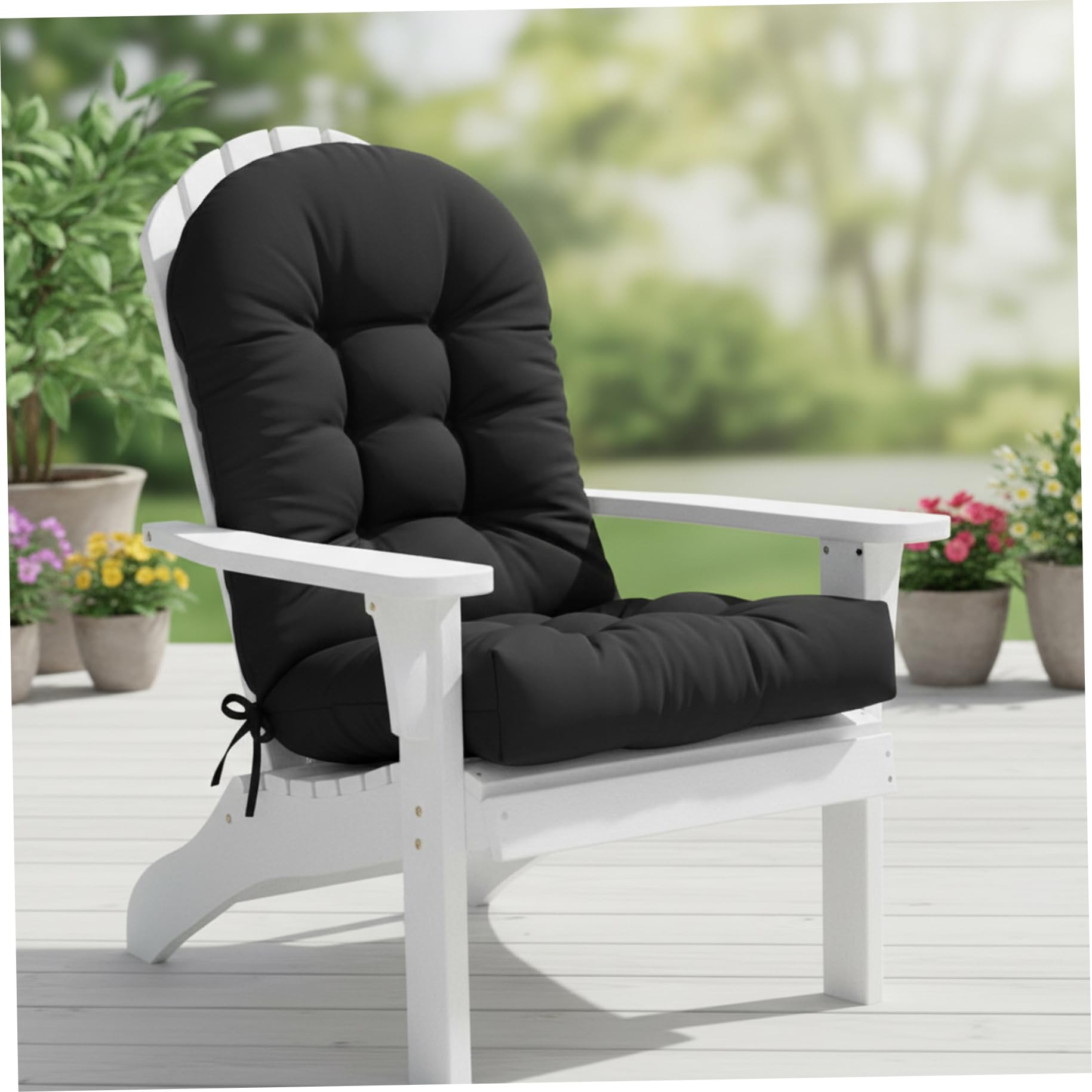 Coussins de chaise à bascule d'extérieur imperméables avec dossier haut noir